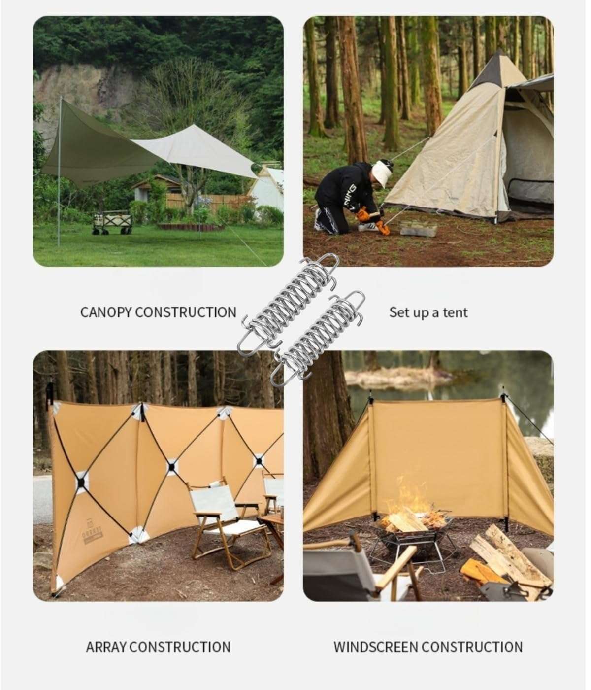 Dhjrefhhd 1Pcs Rope Buckle Spring Tension Buckle Tent Fixed Buckle Wind Rope Steel for Camping Hiking Outdoor Spring Pole for Dogs 6