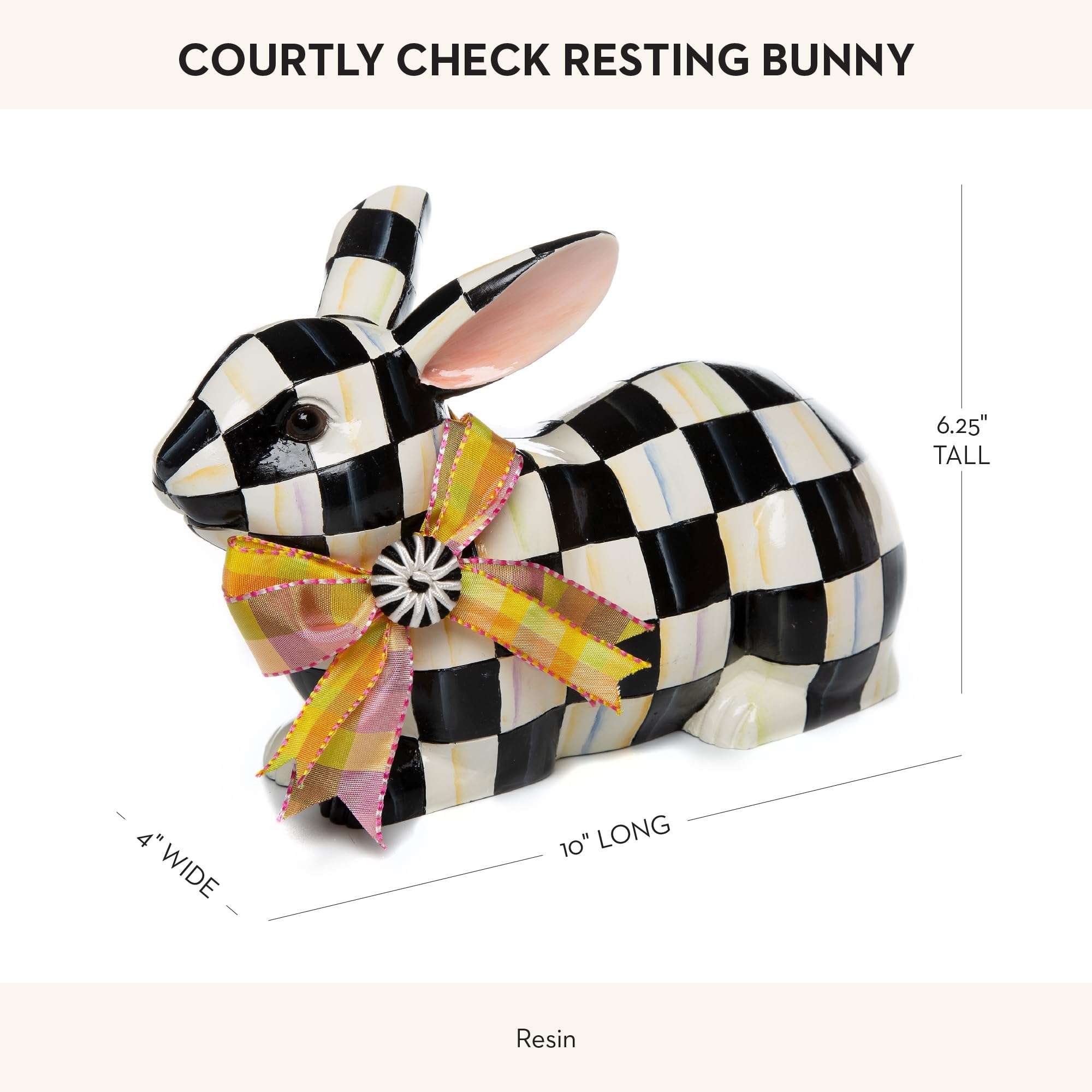 MACKENZIE-CHILDS Bunny Figurine, Rabbit Figurine Decoration for Spring, Resting, Courtly Check 5