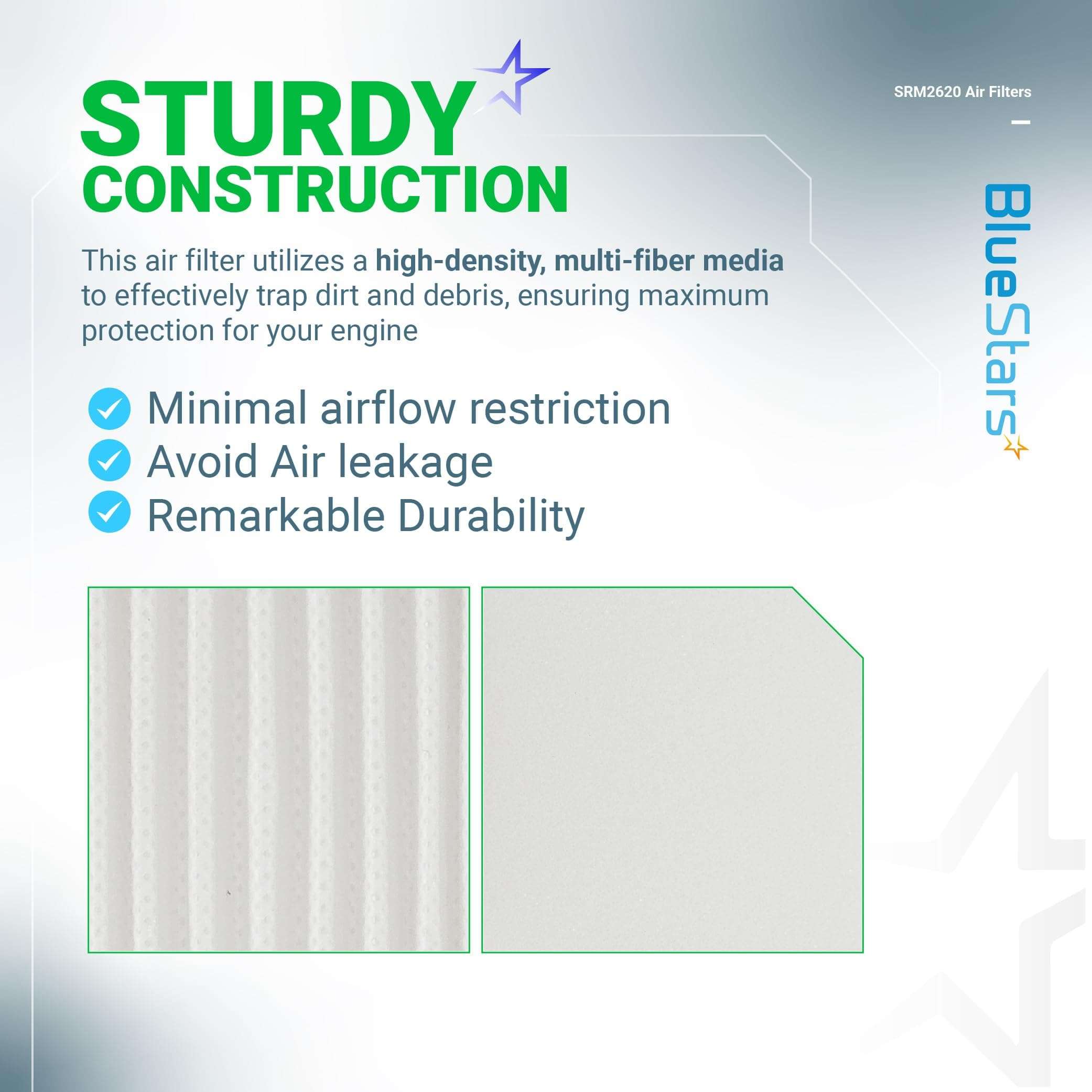 BlueStars SRM-2620 Air Filter - Compatible with Echo BRD-2620 PAS-2620 SRM-3020 A226002030 A226002040 Shindaiwa AH262 T262X LE262 EB262 C302 T302X Trimmer Brushcutter SRM 2620 Fuel Filter Spark Plug 6