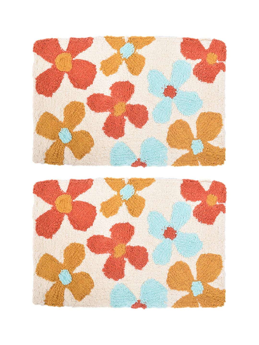 Blanc 9 Set of 2 Bathmats & Doormats |Non Slip Washable Cotton Mat| for Bathtub, Floor, Kitchen and Living Room (40x60cm & 40x60cm) 1