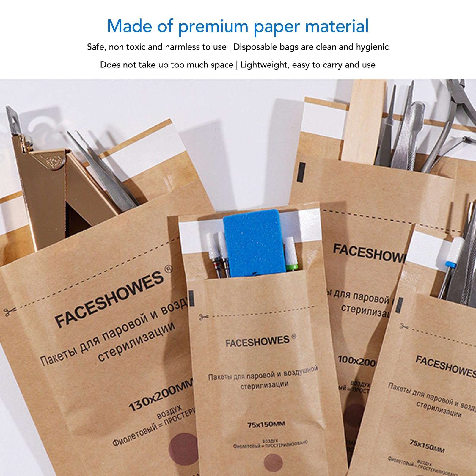 Radiraga 100Pcs Self Sealing Cleaning Pouch, Dental Tool Self Sealing Pouch Self Sealing Nail Art Cleaning Bag Disposable Cleaning Paper Bags for Dentist Tools and Nail Tools 4