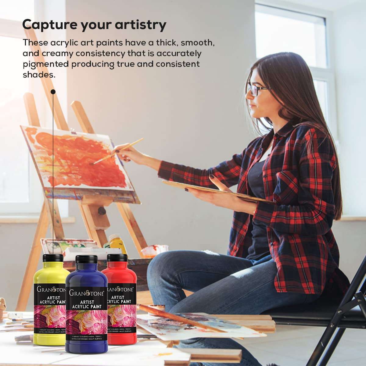 GRANOTONE Acrylic Colour | 500 ml (Nut Brown) | Rich Pigment, Non-Cracking Art & DIY Paint | Suitable for Canvas, Wood, Leather, Earthenware, and Metal 4