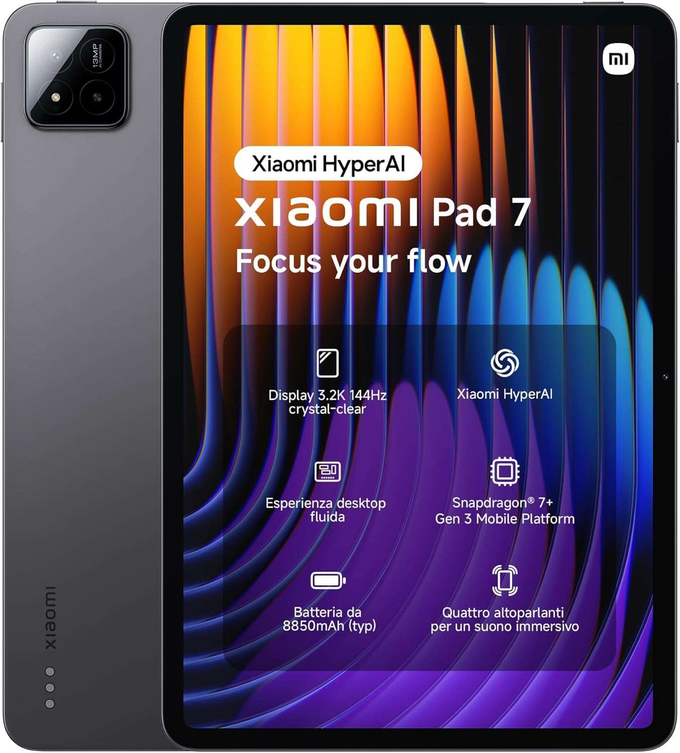 Xiaomi Pad 7 Ai WiFi Version Global (No Calls or Text) 11.2 inches 3.2K 144Hz 8850mAh Bluetooth 5.4 Four Speakers 13 Mp Model 2410CRP4CG (Gray, 256GB + 8GB) 1