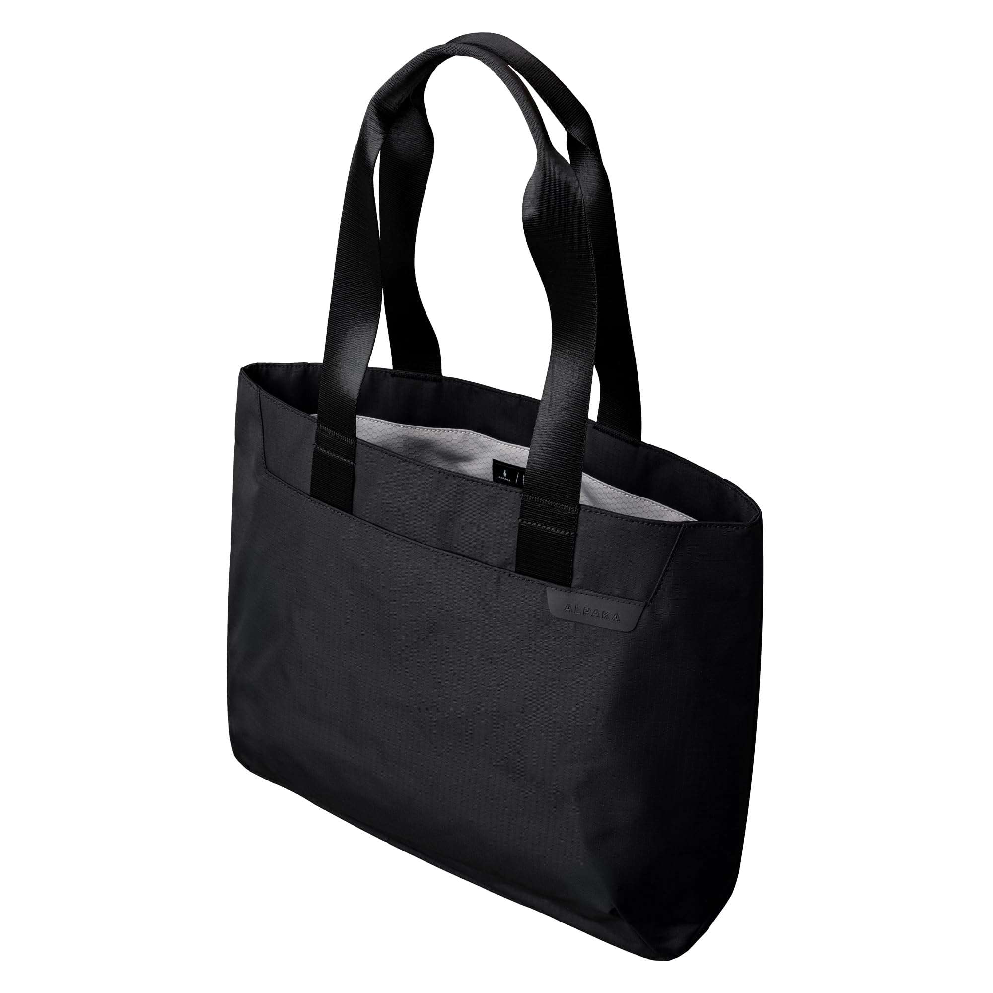 ALPAKA Elements Tote (M) Black Axoflux 210D - Roomy Main Compartment and Internal Slip Pockets - Modern Look Can Be Professional or Casual - Self Standing Bag - Magnetic Closure - Loops for Carabiners 1