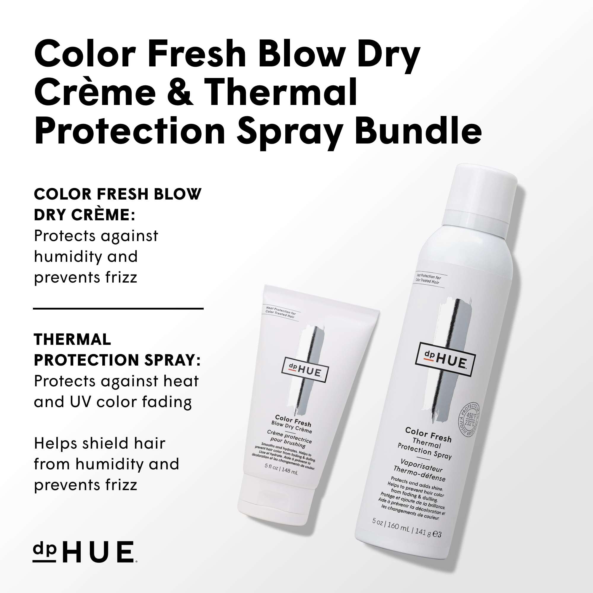 dpHUE Color Fresh Blow Dry Creme (5 oz) + Color Fresh Thermal Protection Spray (5 oz) - For All Hair Types - Color Safe 3