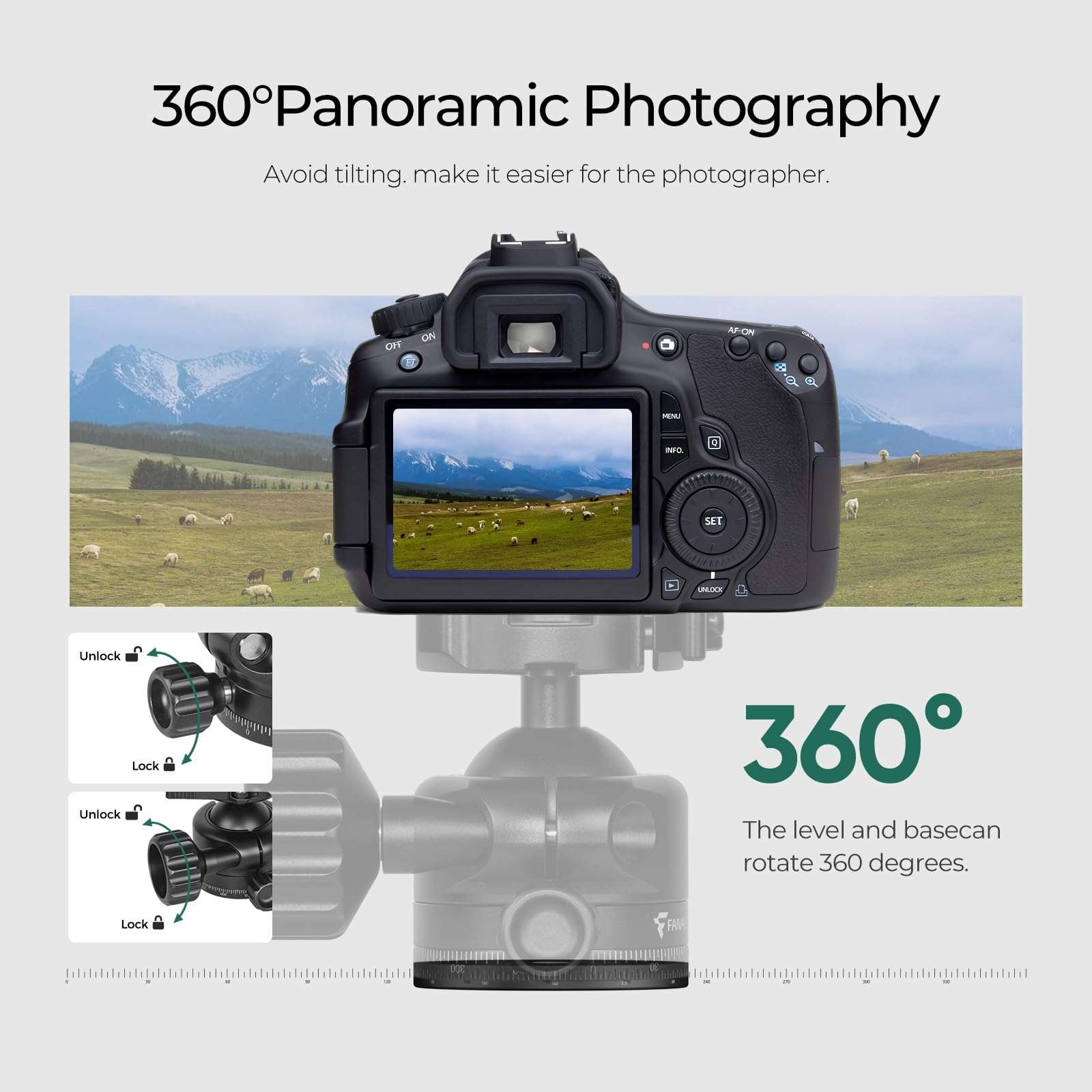 FANAUE XB-40T Tripod Ball Head Mount Compatible with Arca Swiss Quick Release Plate 3/8" Thread Mount 360 Panorama Rotation for Tripod Monopod DSLR Camera Camcorder Telescope 6