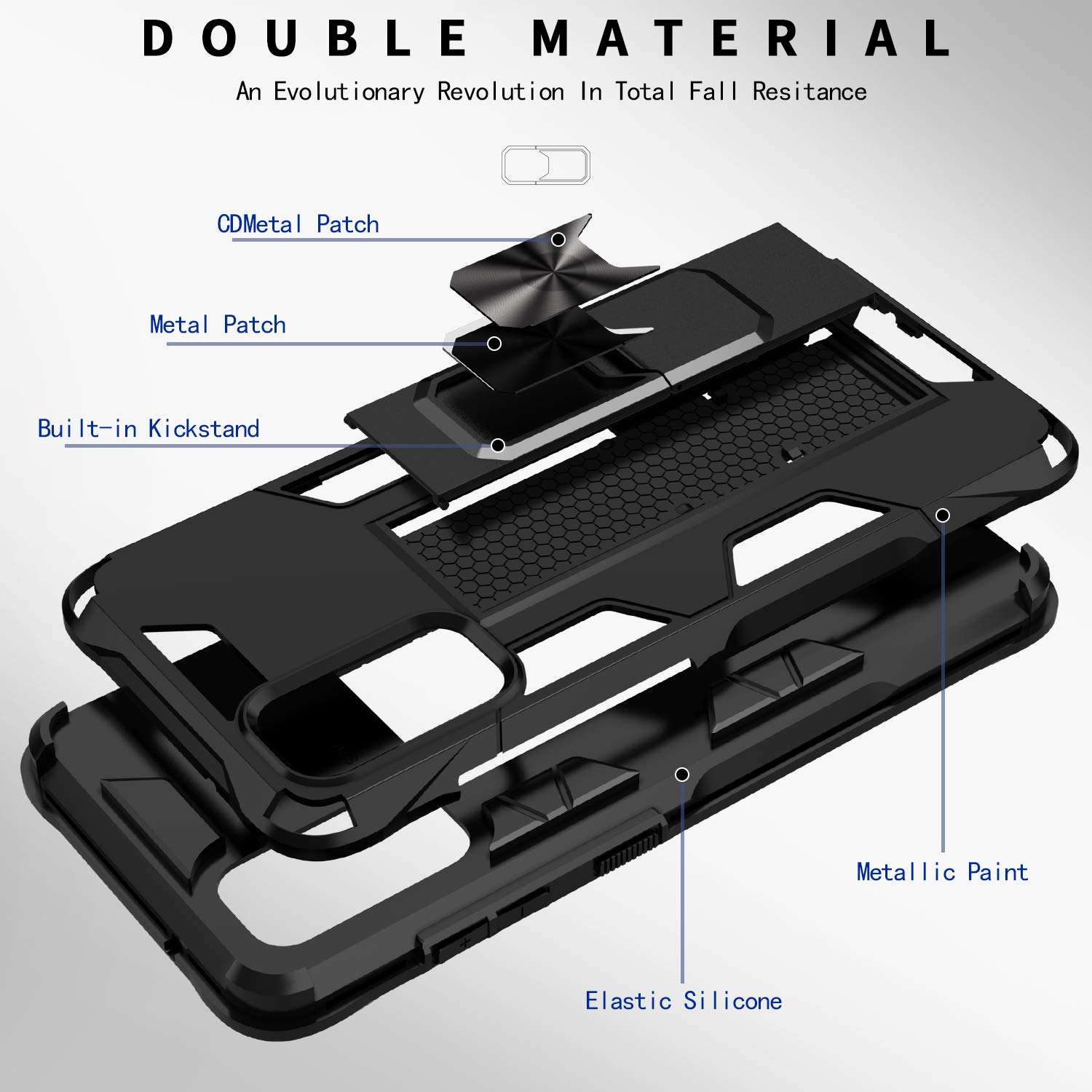 AFARER for Samsung Galaxy A71 5G case, Military Grade 12ft Drop Tested Magnetic Protective Case,Impact Resistant Military Armor Dual Layer Cover with Kickstand Blue 2