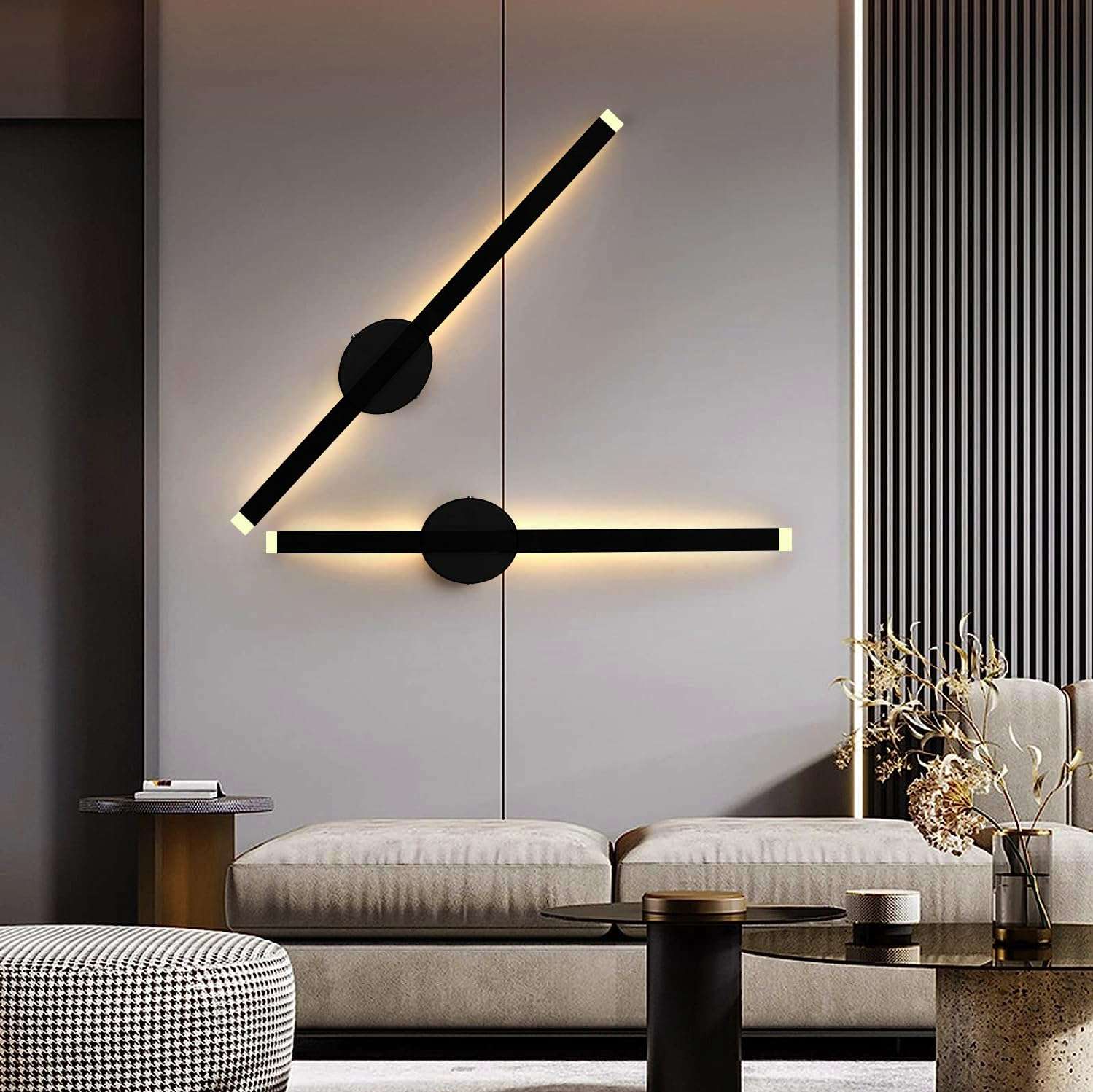 Groeien Metal, Acrylic 15w Modern LED Long Wall Sconce Black Wall Light for Bedroom Living Room Corridor Lighting Fixtures Wall Mount (Black(47cm), 1) 6