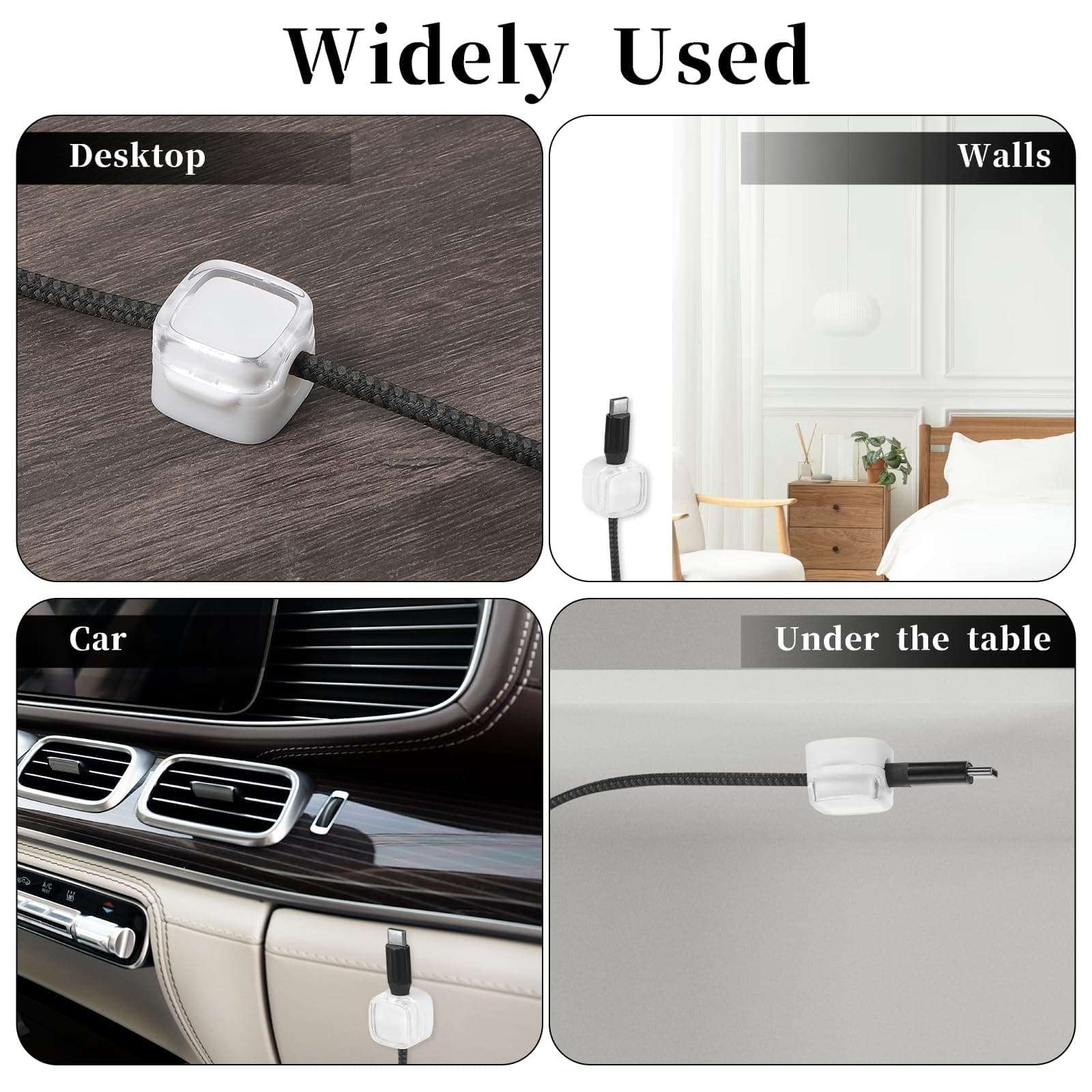 6 Pack Magnetic Cord Holder, Appliance Cord Organizer, Adhesive Cord Holder, Magnetic Cable Management for Nightstand, Office, Kitchen (White) 5