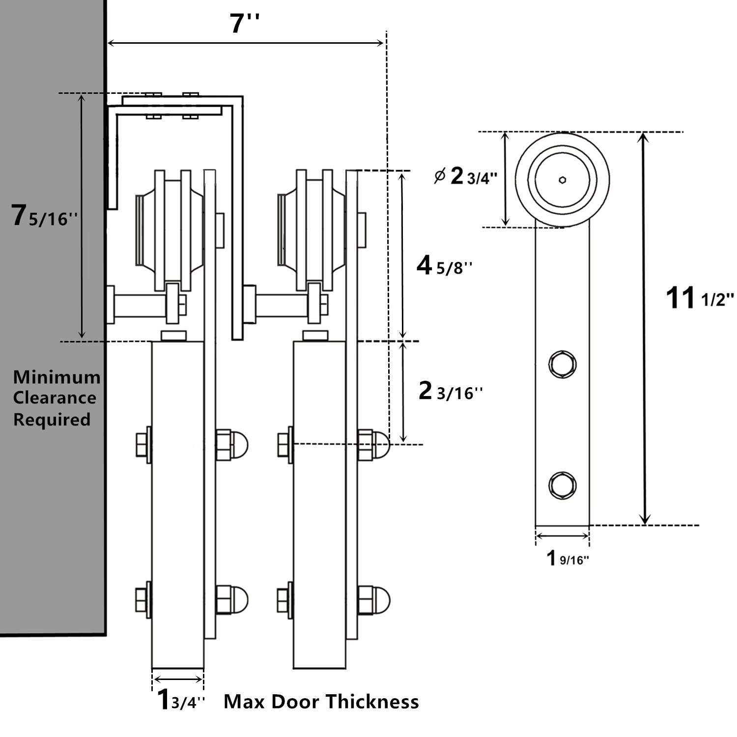 Vancleef 4-20FT Bypass Door Kit Sliding Barn Door Hardware, 18FT Track Straight Design, New Style U-Bracket, Black Rustic, Interior and Exterior Use, Descriptive Installation Manual Included 6
