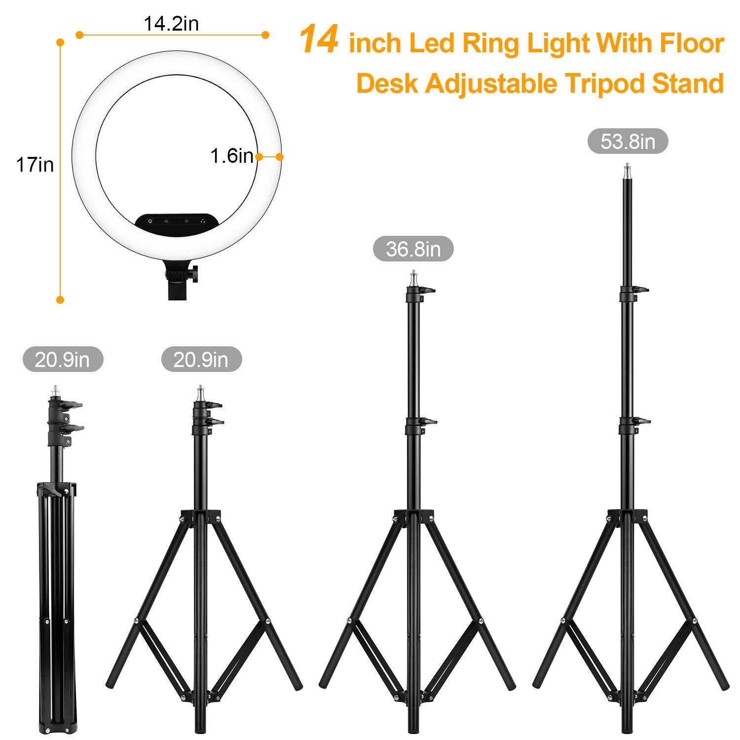 Ring Light with Tripod Stand Cell Phone Holder for Live Stream/Makeup, Dimmable Led Camera Ringlight Kit for YouTube Video/Photography/Tiktok (14 inch) 4