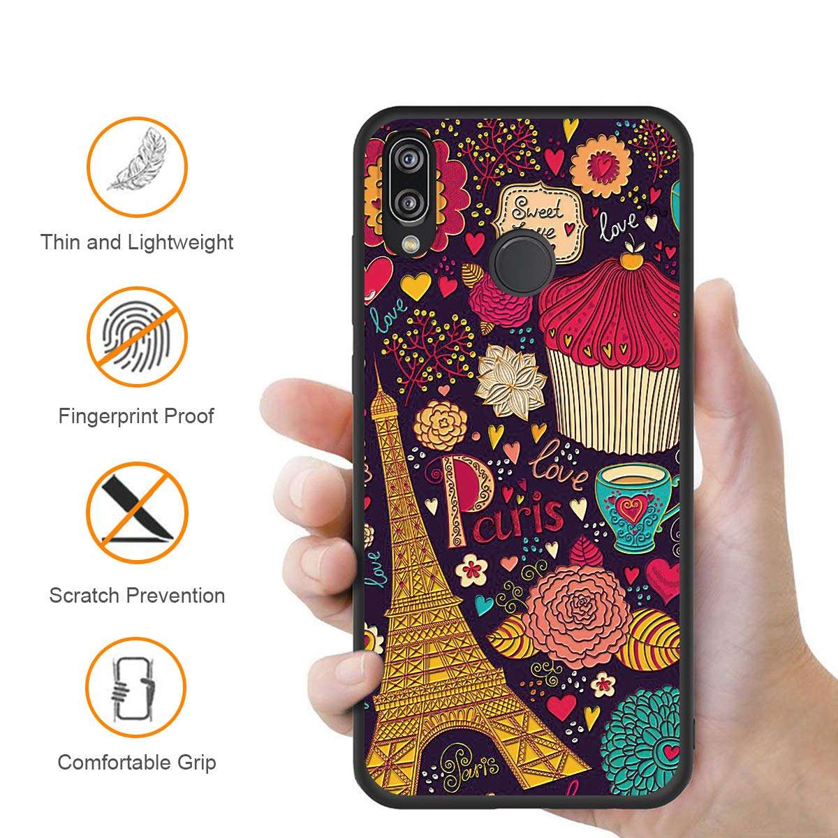 Yoedge Case for Huawei P20 Lite, Slim Soft Silicone Gel TPU Case Shockproof Luxury 3D Relief Floral Printing Pattern Back Cover Bumper for Huawei P20 Lite (Tower) 5