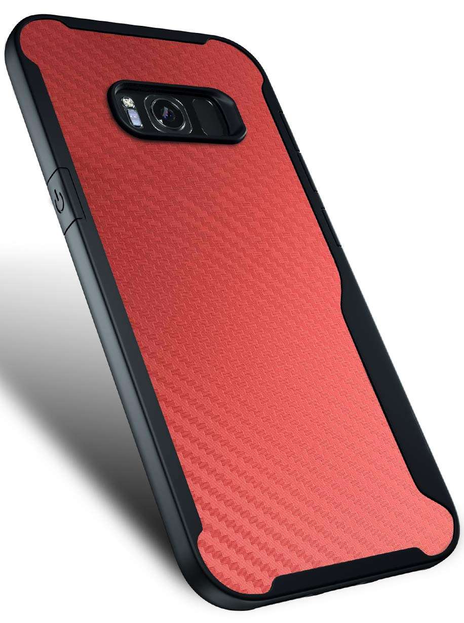 Carbon Fiber Pattern Slim Case Compatible with Samsung Galaxy S8, Shockproof 10ft. Drop Tested, Wireless Charging Compatible - Red 5