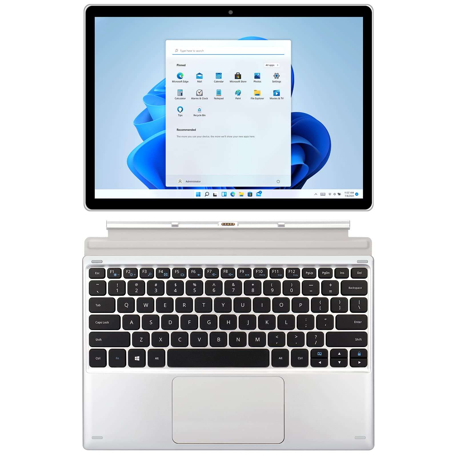 VGKE B12 Detachable 2-in-1 Laptop Touchscreen Windows 11, Tablet 12.3" with Keyboard, Intel Celeron J4125 2.7GHz, Quad Core, 8GB RAM, 256GB SSD, 3K FHD IPS 3000x2000, 2.4G+5G WiFi, Bluetooth, Type C 3