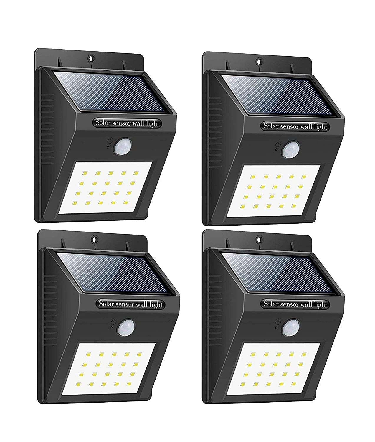 FOZZBEE 20 LED Solar Wall Lamp Outdoor Waterproof Motion Sensor Lights Garden Yard Garage Led Energy Saving Solar Light Motion Sensor Light (Pack of 4)