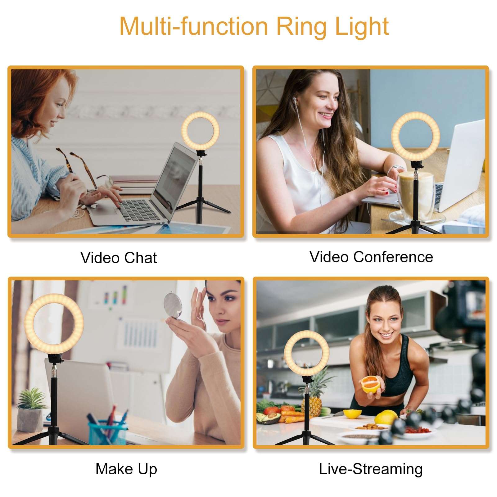 6 Inch LED Ring Light Dimmable Ring Light with Stand Adjustable Brightness Fill Light for Video Live Streaming Take Photo Makeup 3