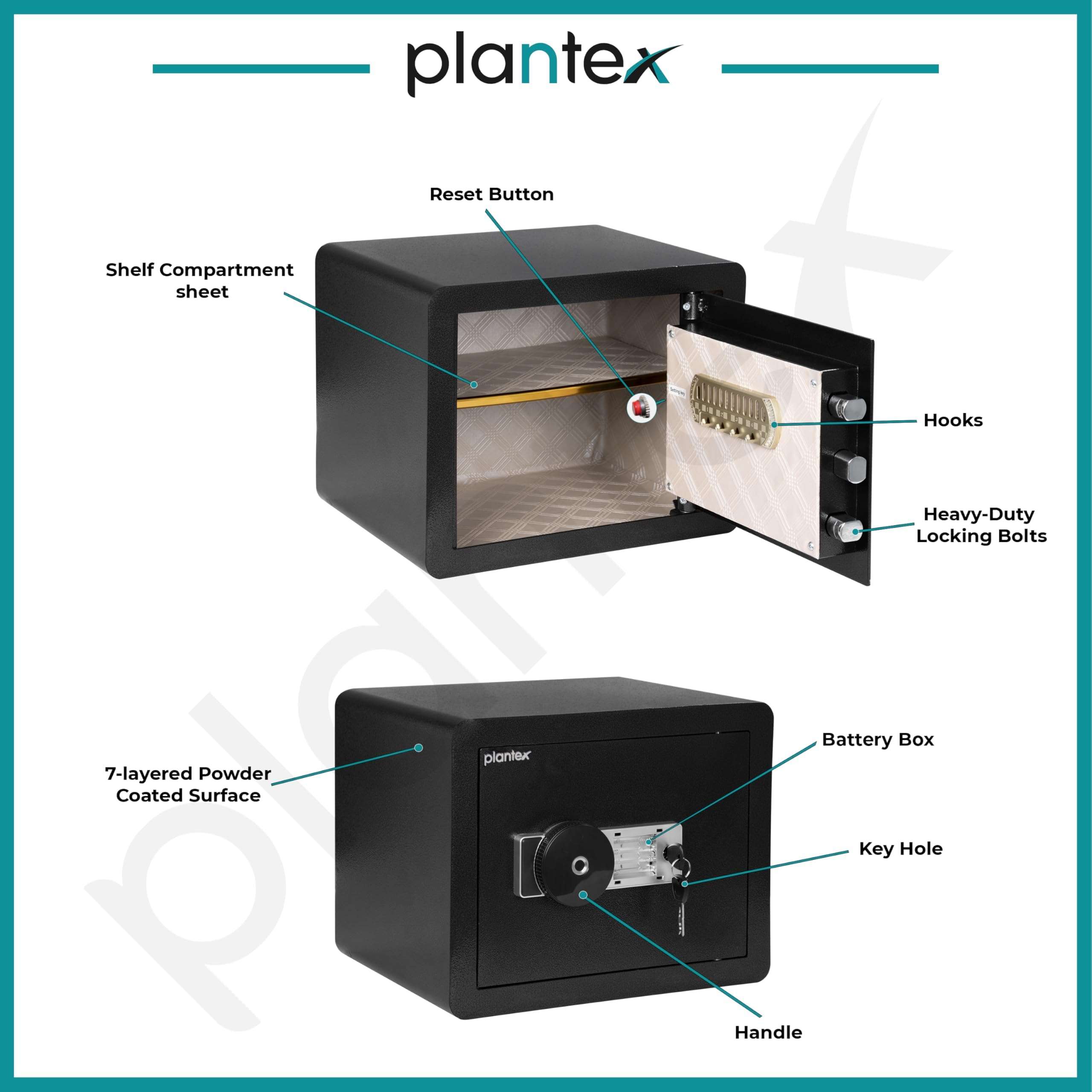 Plantex Digital Safe Locker for Home/38 Litre Locker Box for Home Jewellery/Tijori for Office with Fingerprint Sensor & Emergency Key (Black) 5