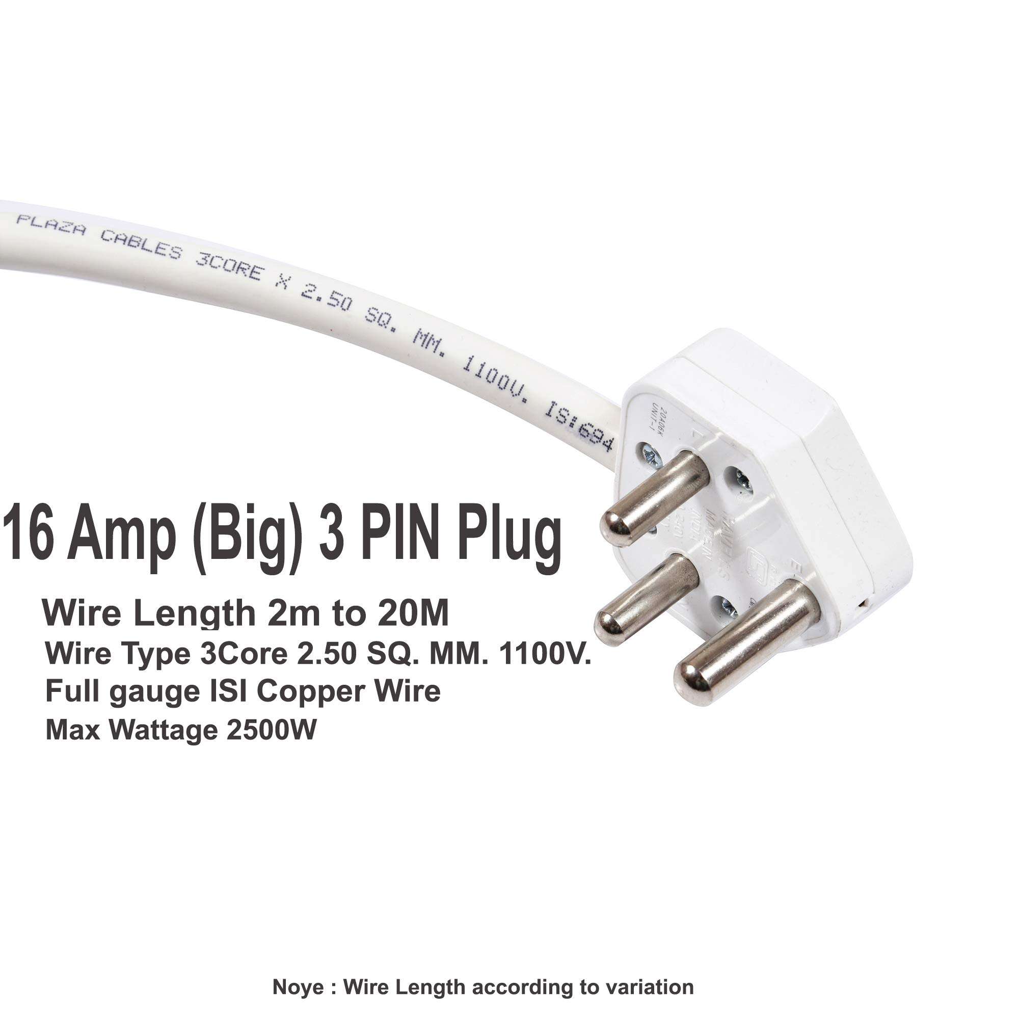 BITCORP Extension Cord(3500W) 6A 16A 20A Spike Guard Thermal Protection 4 Way Multi Outlet 3 Pin 2 Switch Power Cord With 2 Meter Long Wire Cable Suitable For Small&Heavy Duty Appliance,220 Volts 5