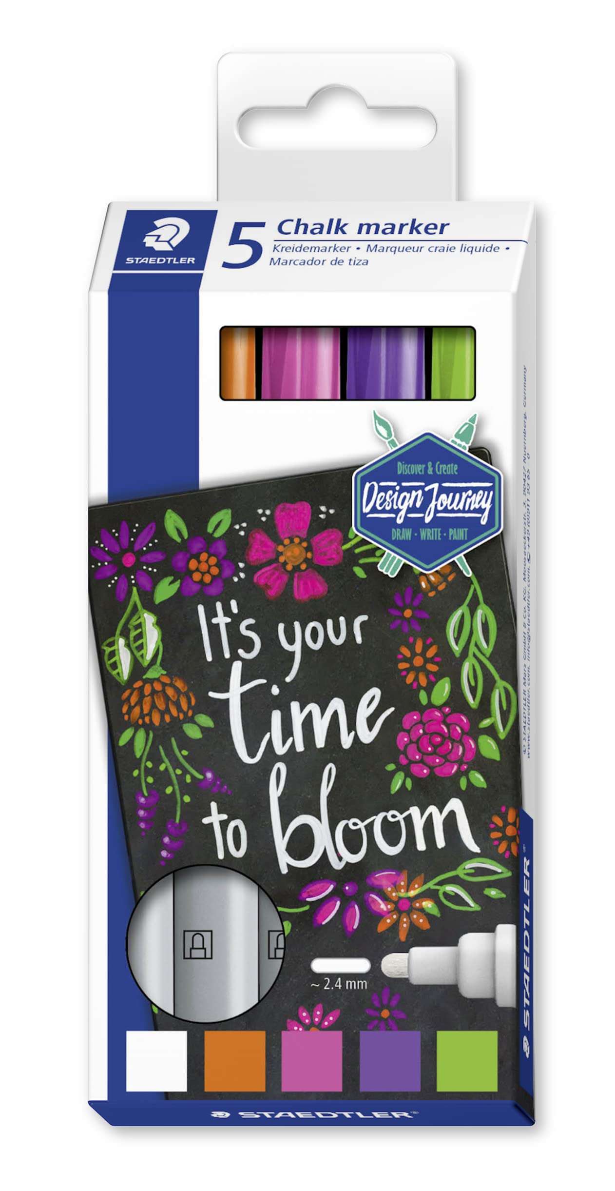 Staedtler Lumocolor Chalk Marker with Bullet tip of 5 nos in asst.colors- 344 C5 1