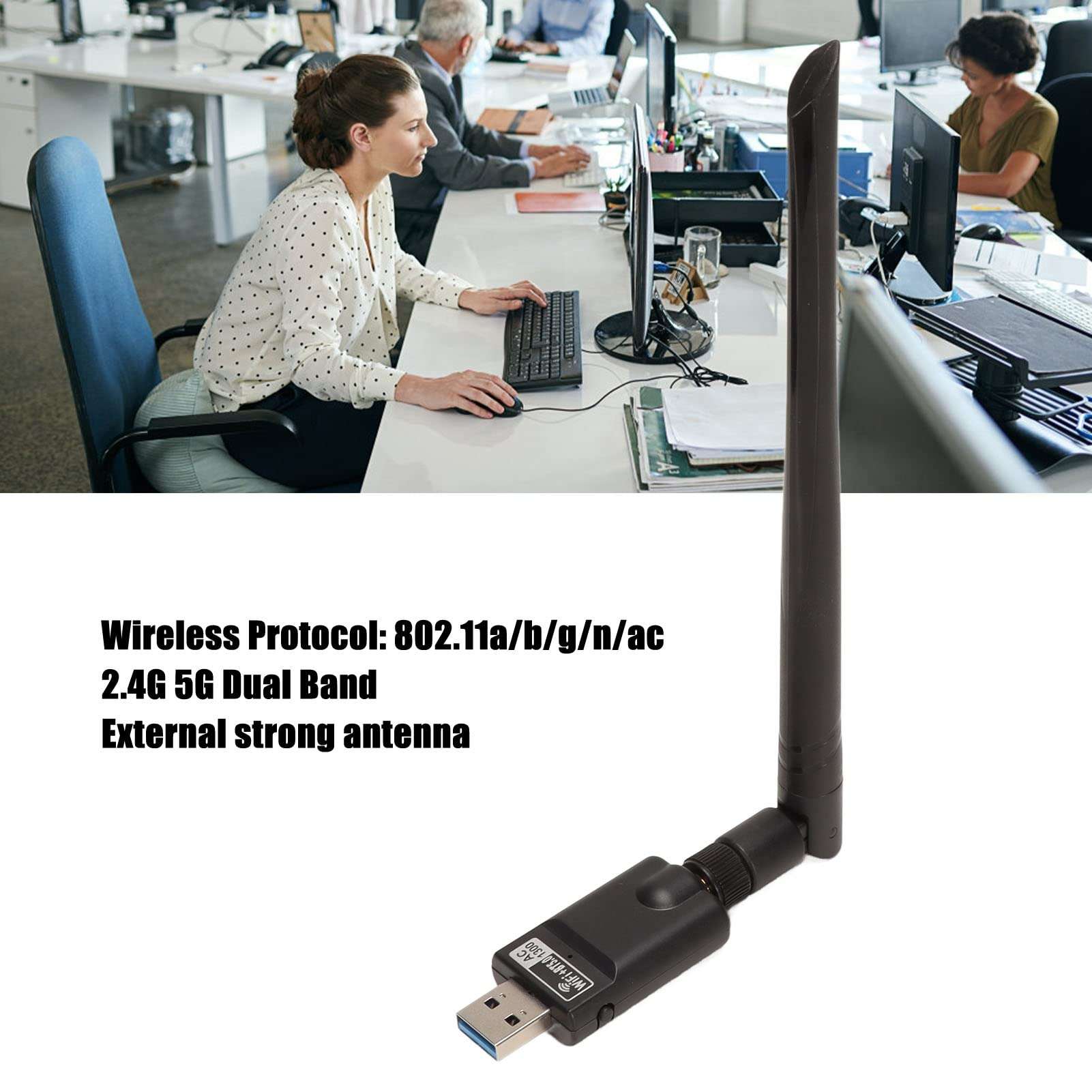 USB Wireless Card Adapter, 5.0 2.4 5G Dual Band WiFi Adapter, Support 788.110, for Playing Games, HD Streaming Video 5