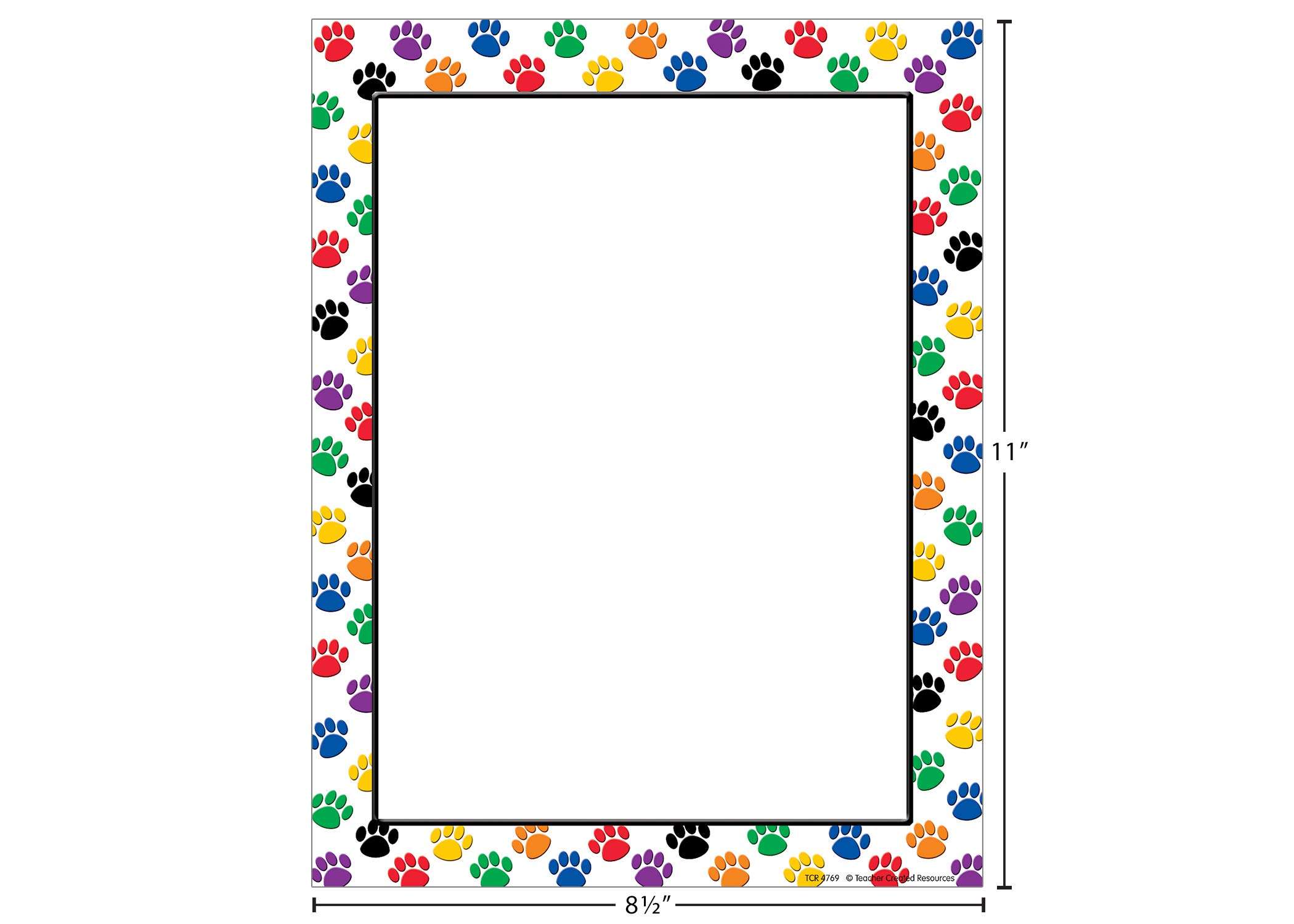 Teacher Created Resources Colorful Paw Prints Computer Paper (4769), Multicolor 8.5 inches X 11 inches 4