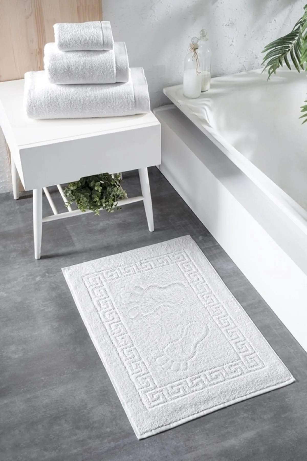 Generic White Classic Luxury Bath Mat Floor Towel Set -%100 Cotton Shower/Bathtub Mats | 2 Pack | White 20x30 inch 1