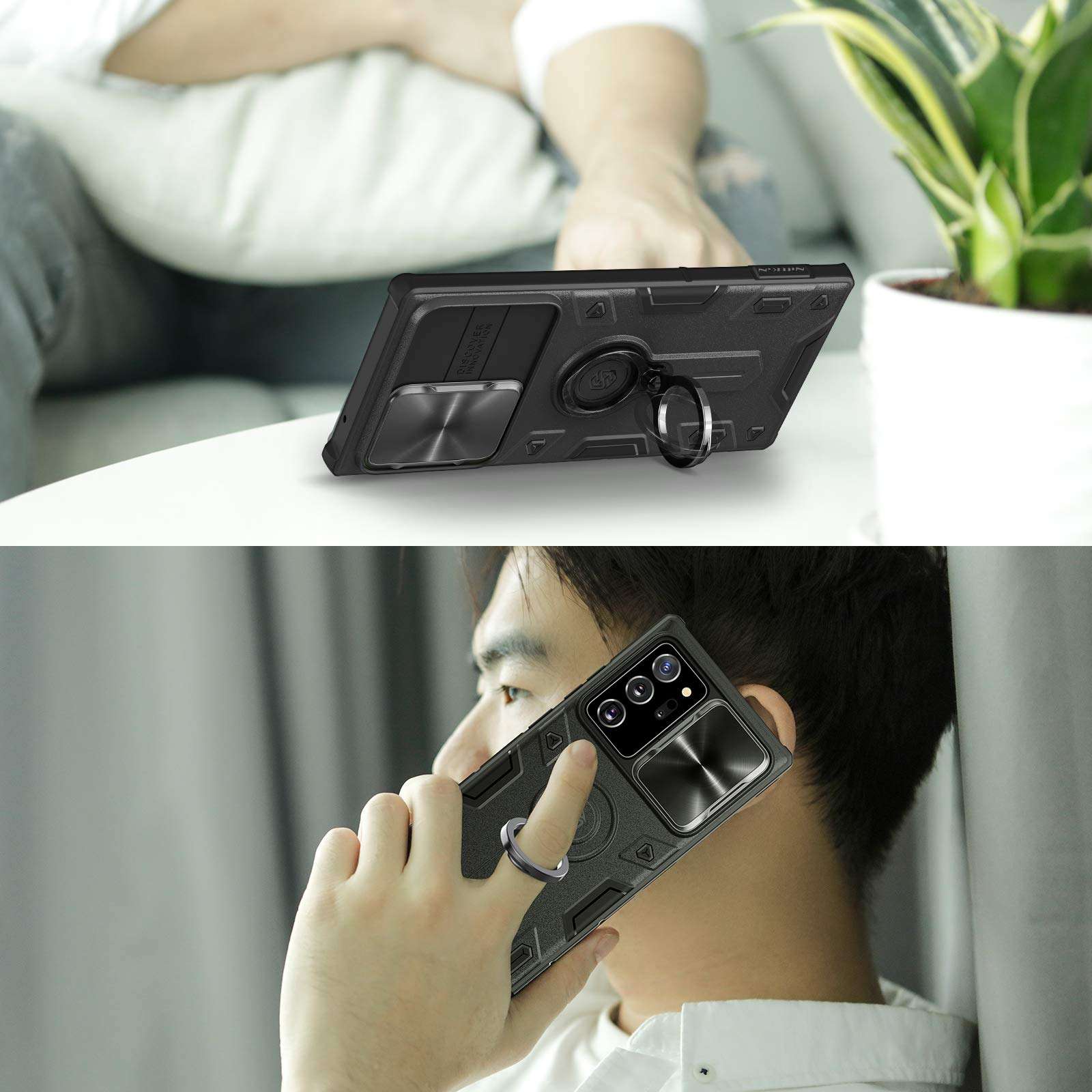 Nillkin Galaxy Note 20 Ultra Case - Military Grade Case with Stand Kickstand Ring and Slide Camera Cover, CamShield Armor Case for Sumsung Galaxy Note 20 Ultra 6.9 inch 2020, Black 6