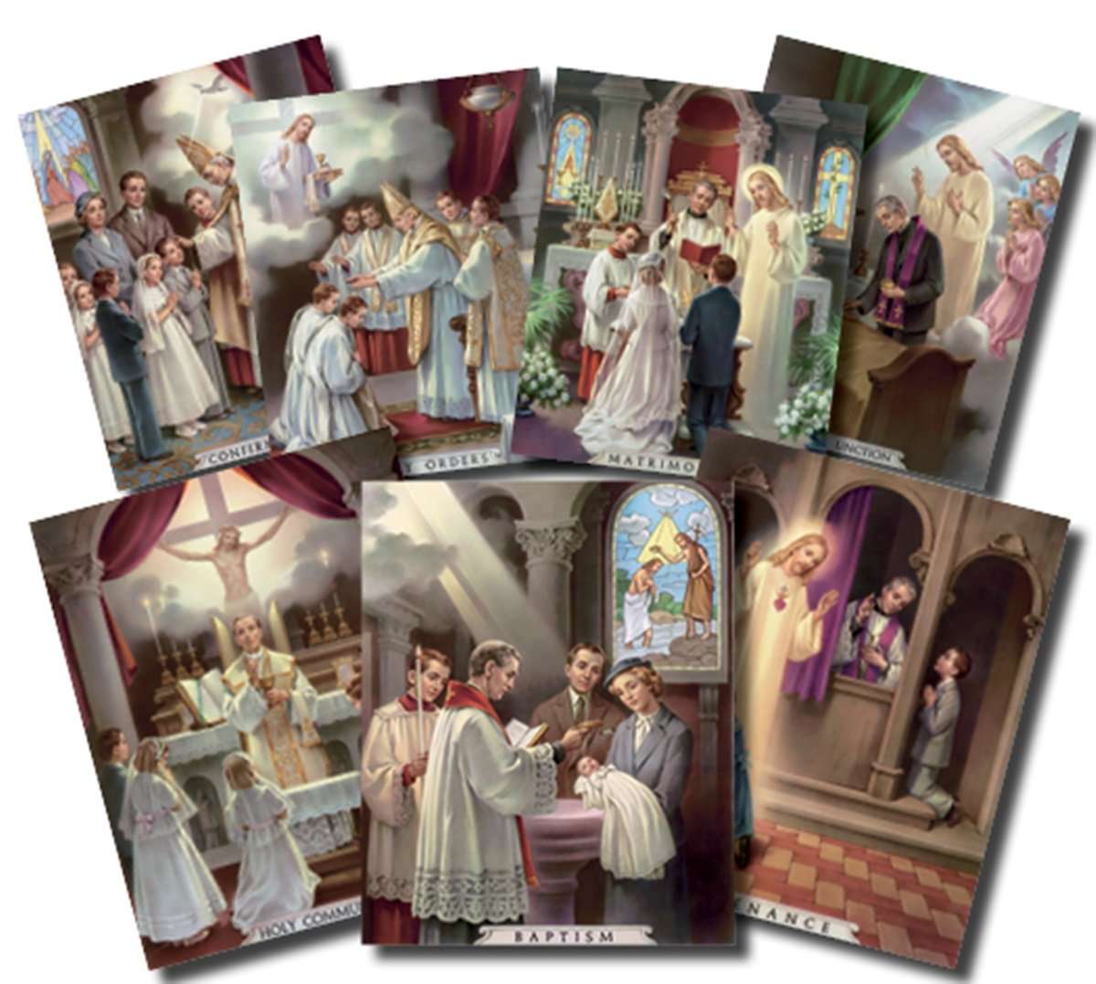 Catholic Posters The Seven Sacraments Illustrated Cardstock Poster Set, 7 Pieces, 10 Inch 1