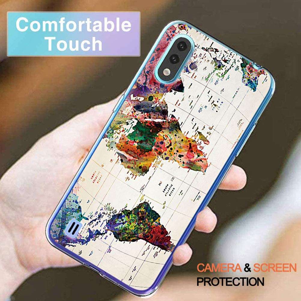 Eouine for Google Pixel 4a Case, Phone Case Transparent Clear with Pattern Ultra Slim Shockproof Soft Gel TPU Silicone Back Cover Skin for Google Pixel 4a Smartphone (Map) 4