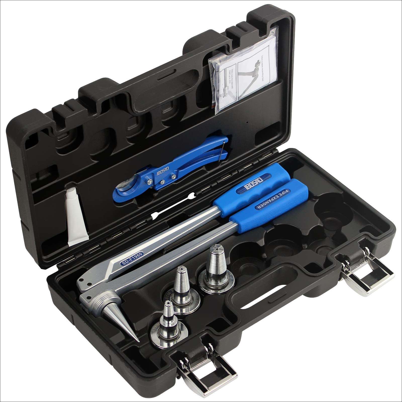 IBOSAD Manual PEX Pipe Expander Tool Kit with 1/2,3/4,1 Expansion Heads for Propex Expansion suit Propex Wirsbo Uponor Meets ASTM F1960 Standard PEX Coupling Fitting Radiant Heat 1