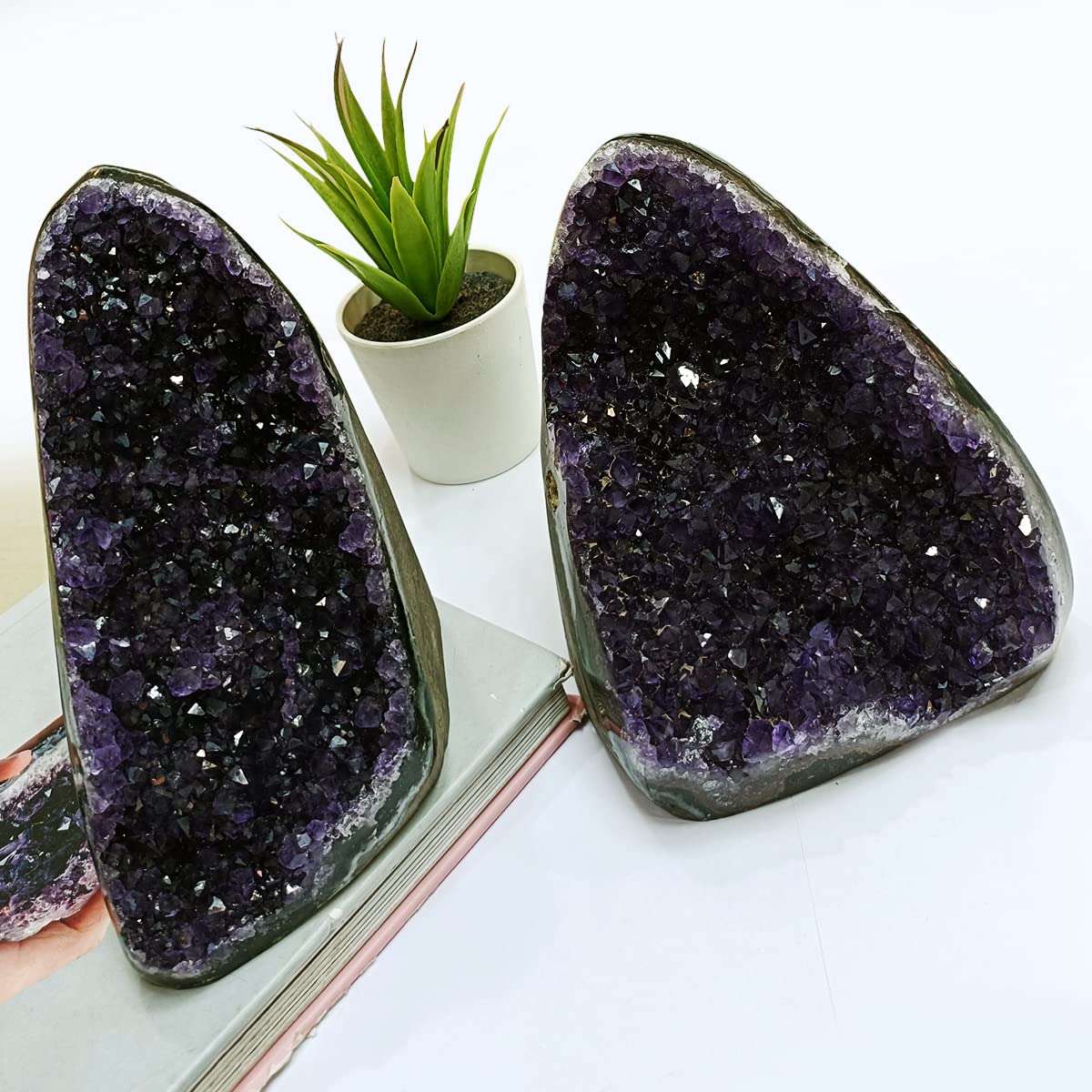 9Dzine Amethyst Cluster Geode From Uruguay Amethyst Cluster Gemstone Cave Deep Purple Amethyst Raw Cluster from Uruguay Quartz Geode Stones for Reiki Healing Vastu Correction 1450-1600 Gm 3
