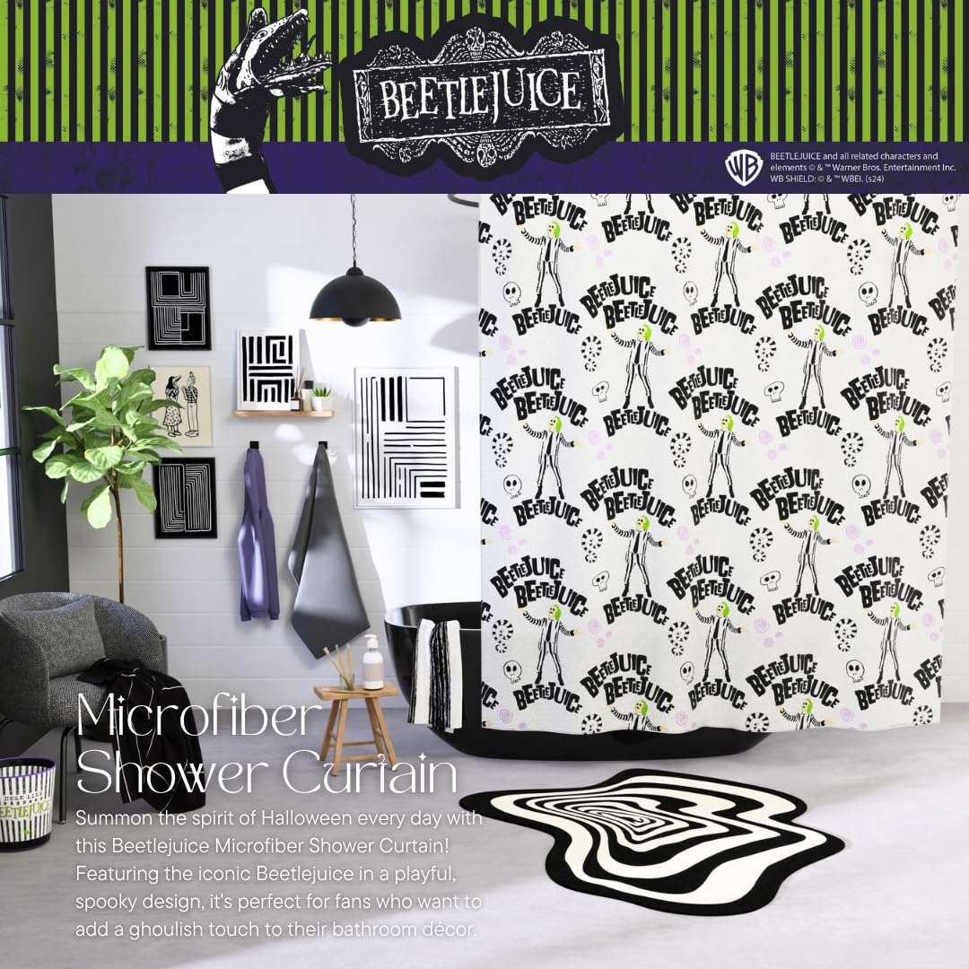 Franco Collectibles Beetlejuice Bath Microfiber Shower Curtain, 70x72, (Officially Licensed Product) 4
