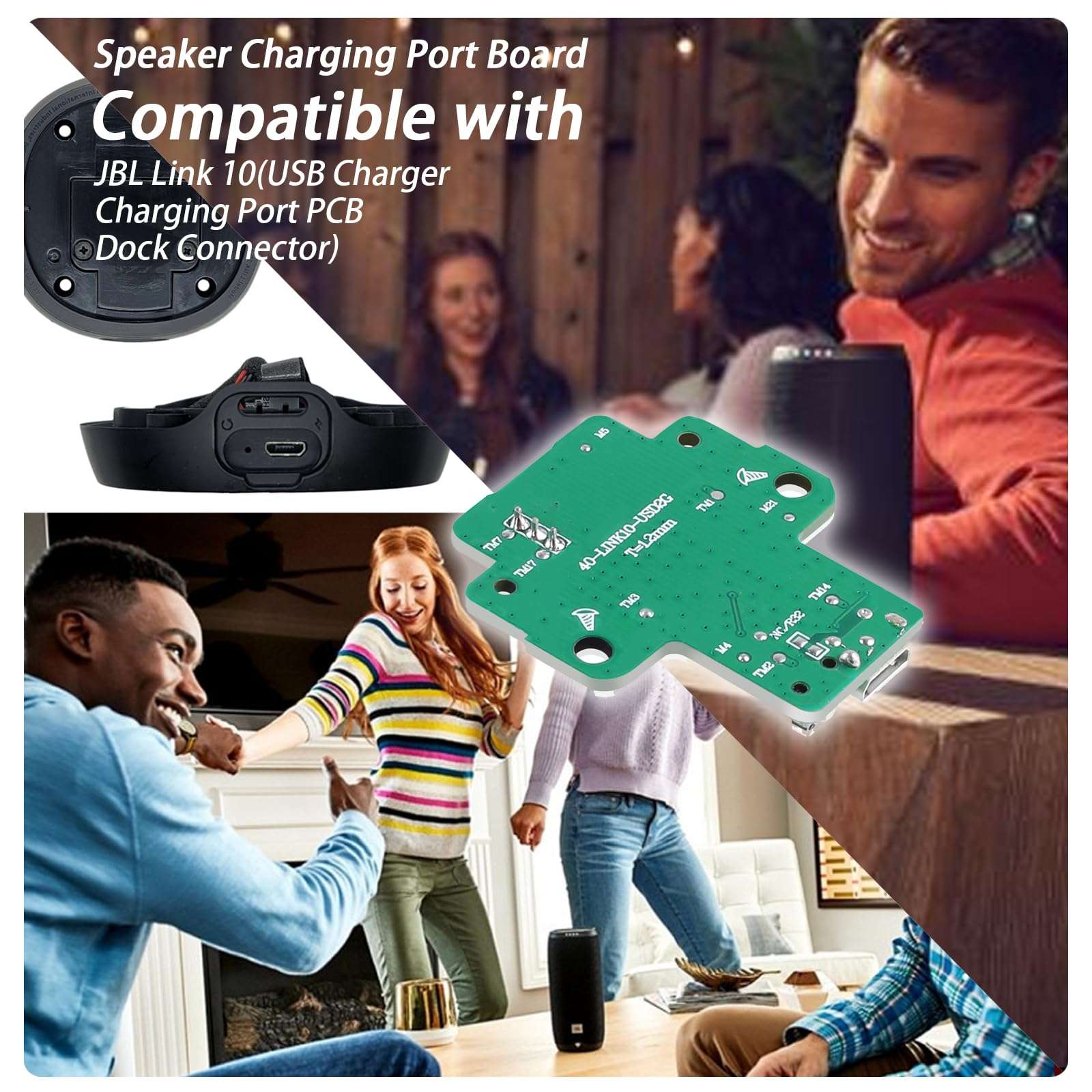 Ciuouient Upgrade 40-LINK10-USD2G Speaker Charging Port Board Compatible with JBL Link 10 Power Motherboard Replacement Part,USB Charger Charging Port PCB Dock Connector 3