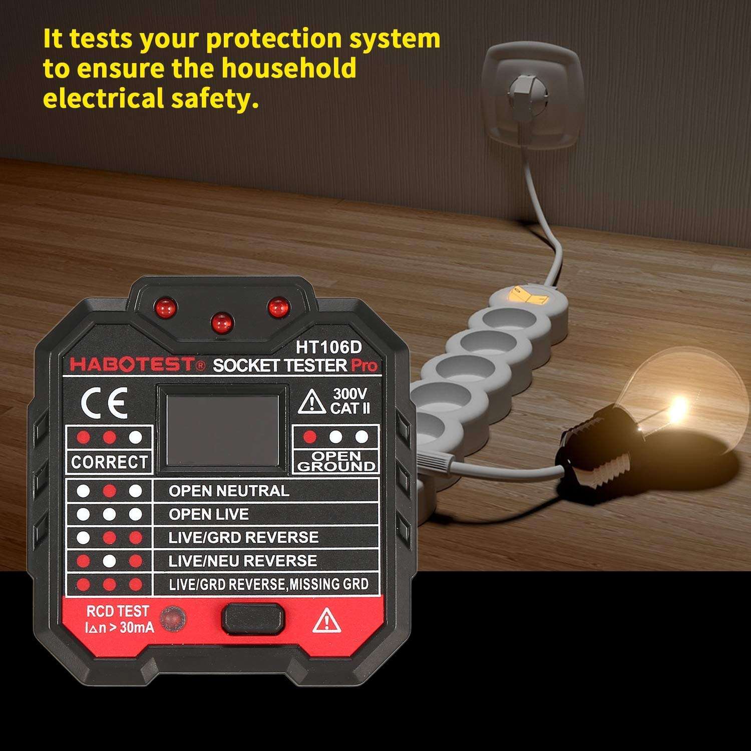 GZLMMY US Socket Tester GFCI Outlet Tester Automatic Electric Circuit Polarity Phase Voltage Detector Wall Plug Breaker Finder RCD Test (US Plug) 5