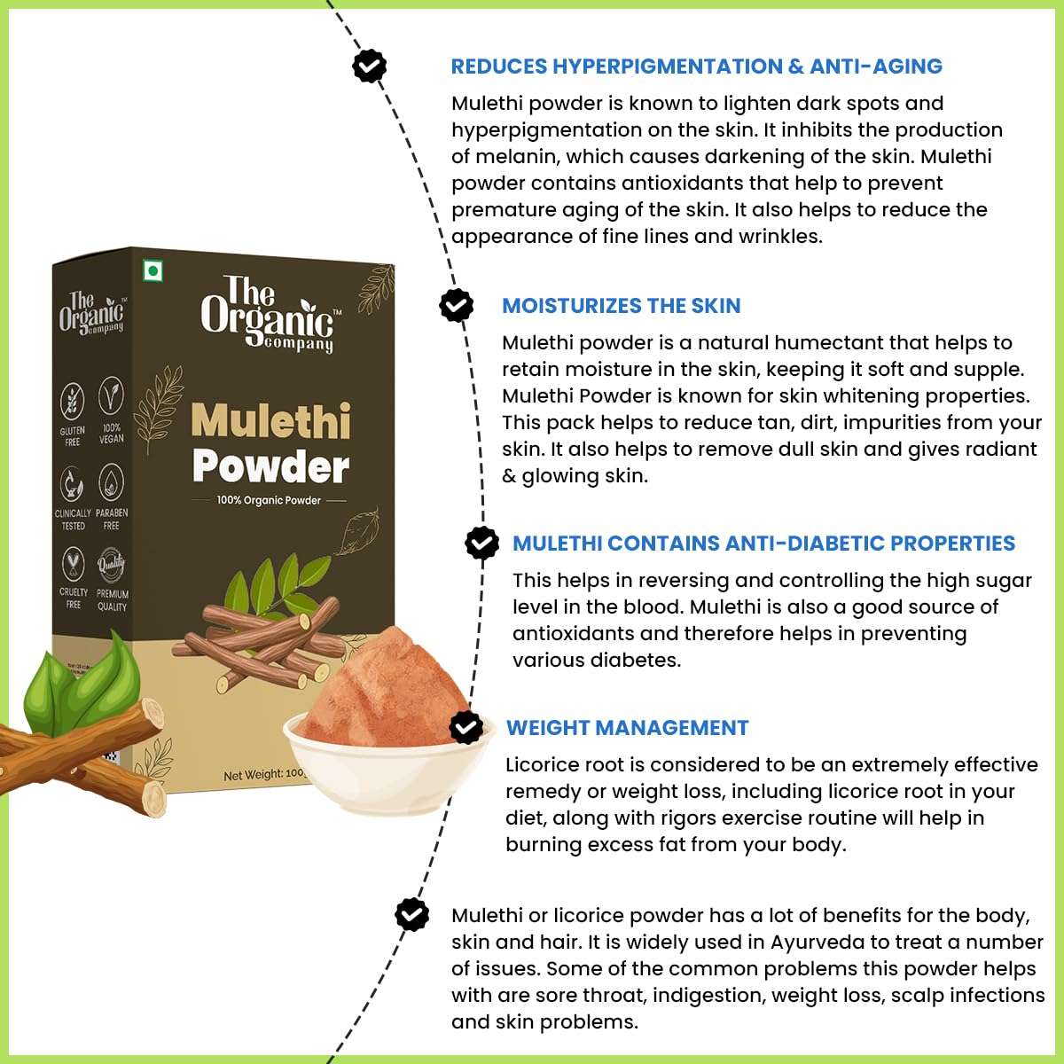 Skin And Hair Care Combo Pack Powder - Neem Leaves & Mulethi Powder Combo + Diabetes Care Powder For Neem Leaves + Mulethi Powder Combo + Hair Growth & Skin Care + Dark Circles & Spots Pimples 3