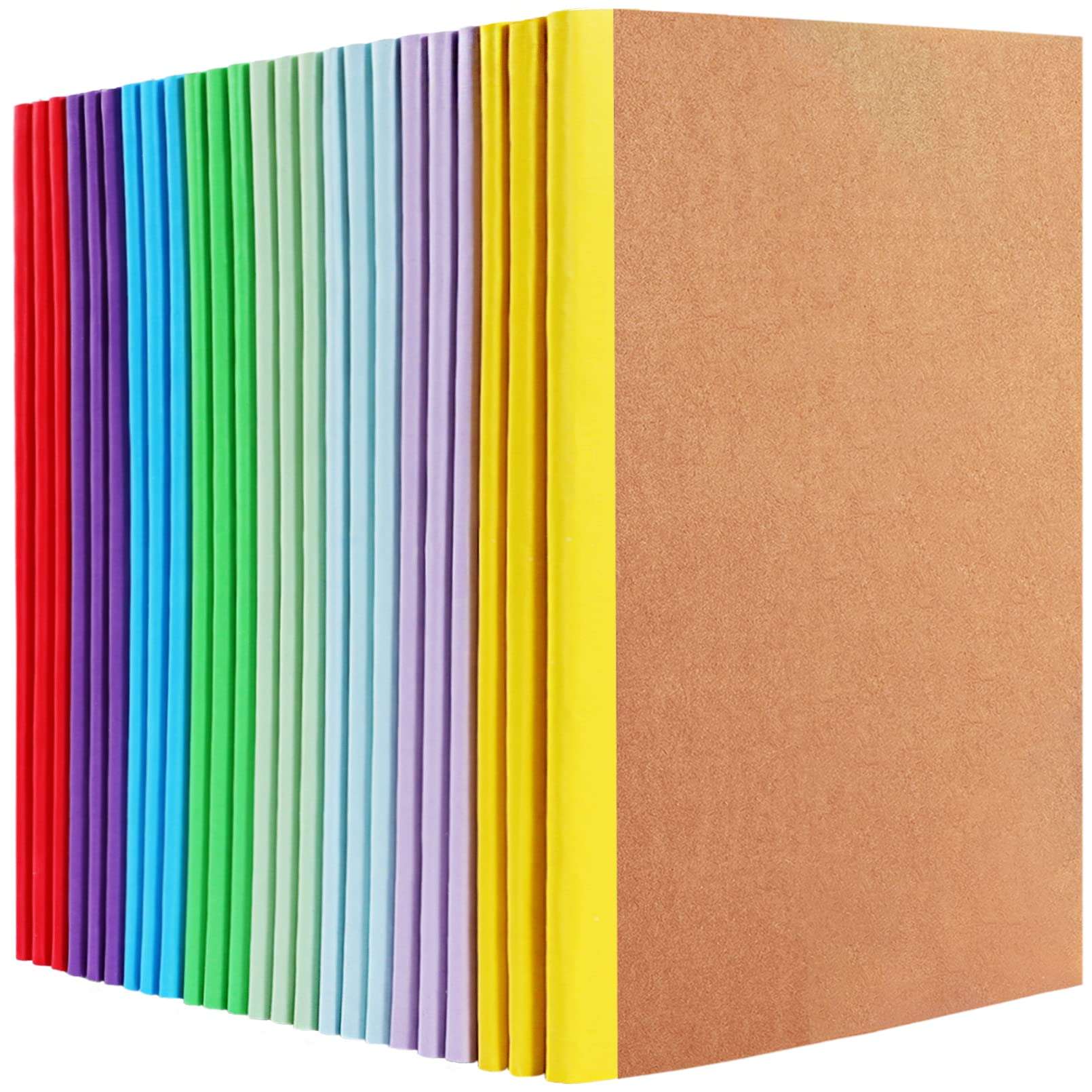 Yihurlm 24 Pack Composition Notebooks Bulk,A5 Kraft Notebooks 60 Pages,Lined Pages Travel Journals with Rainbow Spines,Composition Notebook Wide Ruled for School Office Home,8.3 X 5.5 in, 8 Colors