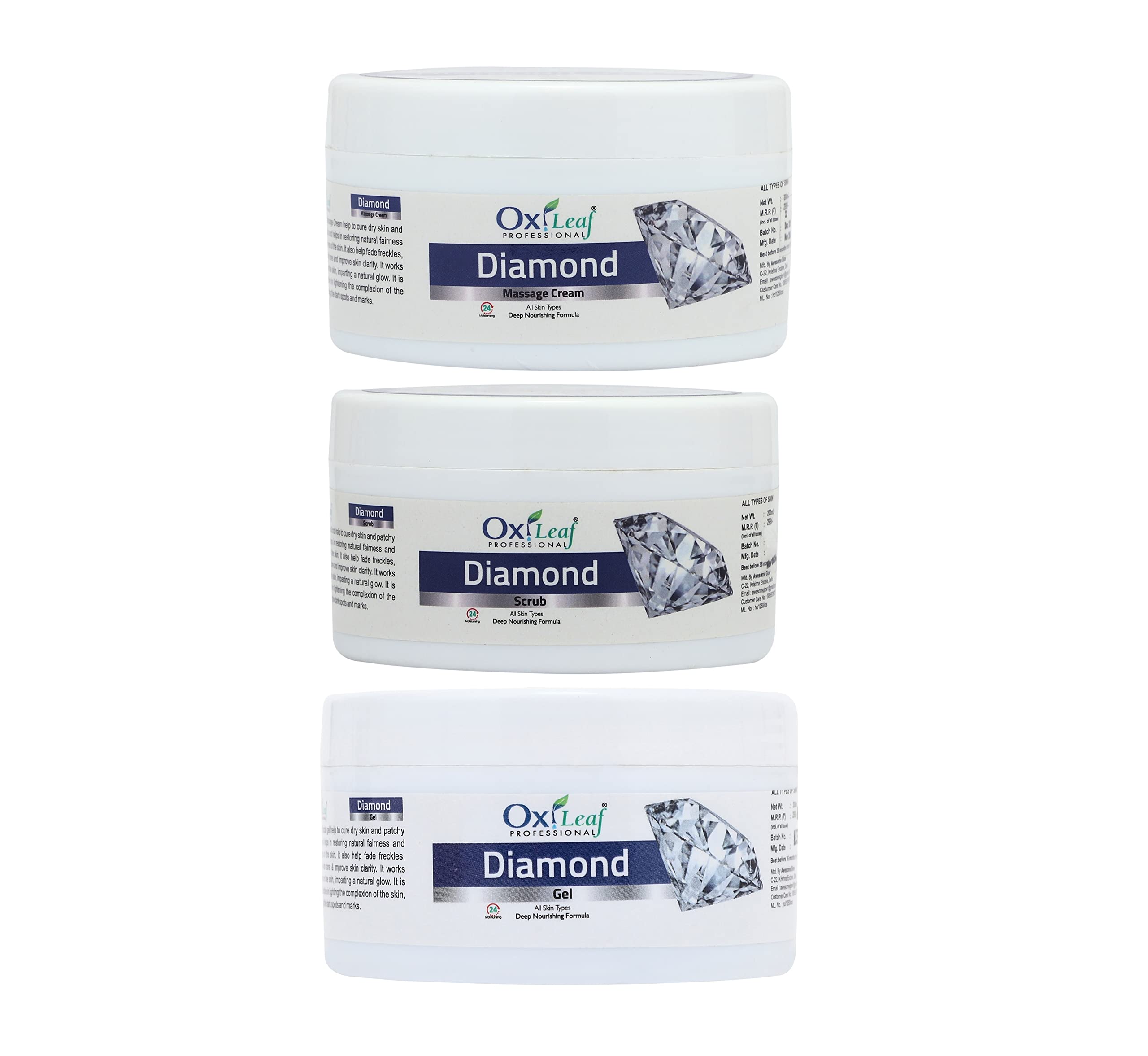 Oxileaf Professional Diamond Cream, Gel & Scrub Combo 600ml 1