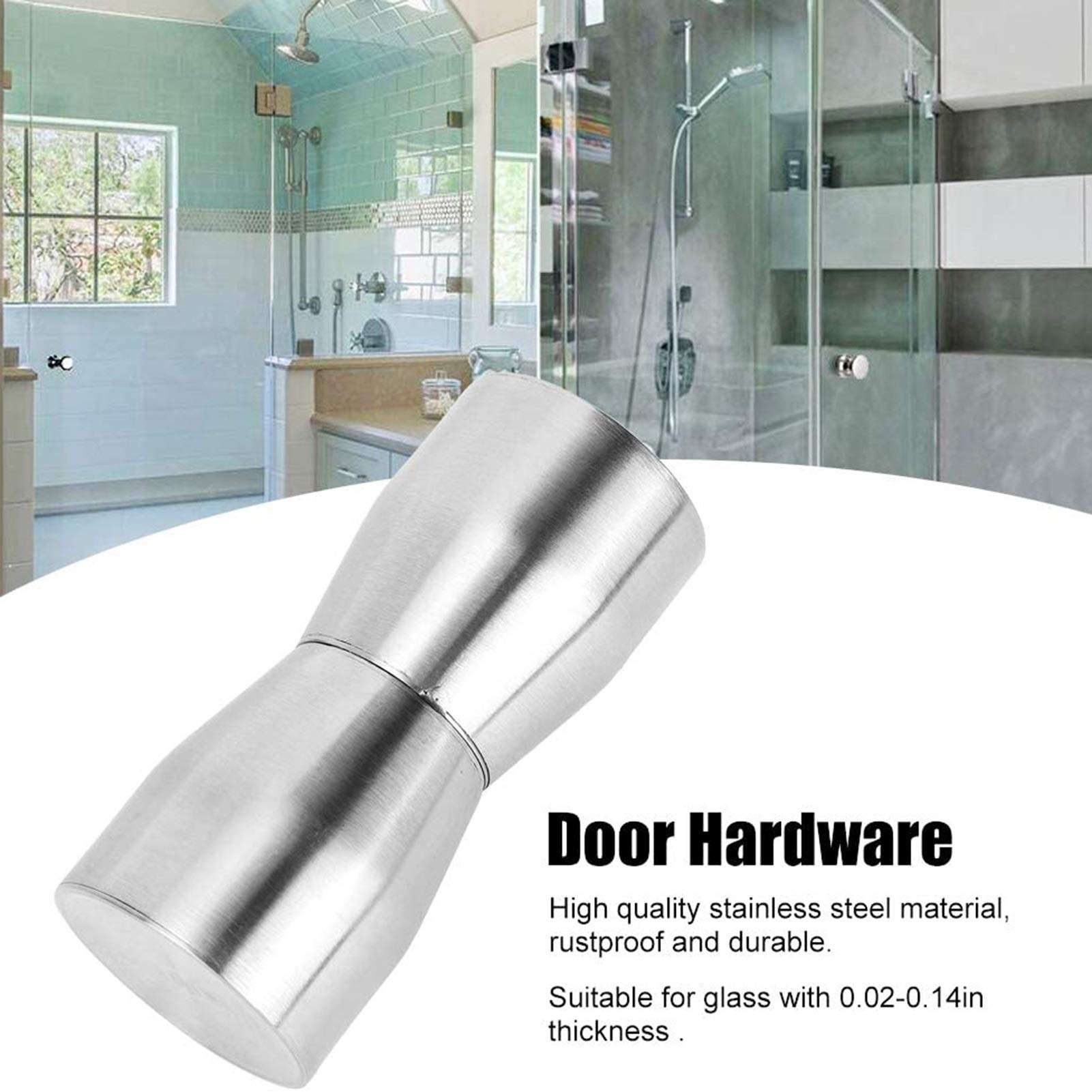 AWCPP Handles, 4Pcs Shower Room Door Knobs Stainless Steel Glass Door Handles Sn Round Bathroom Door Handle Door Lever Set 4