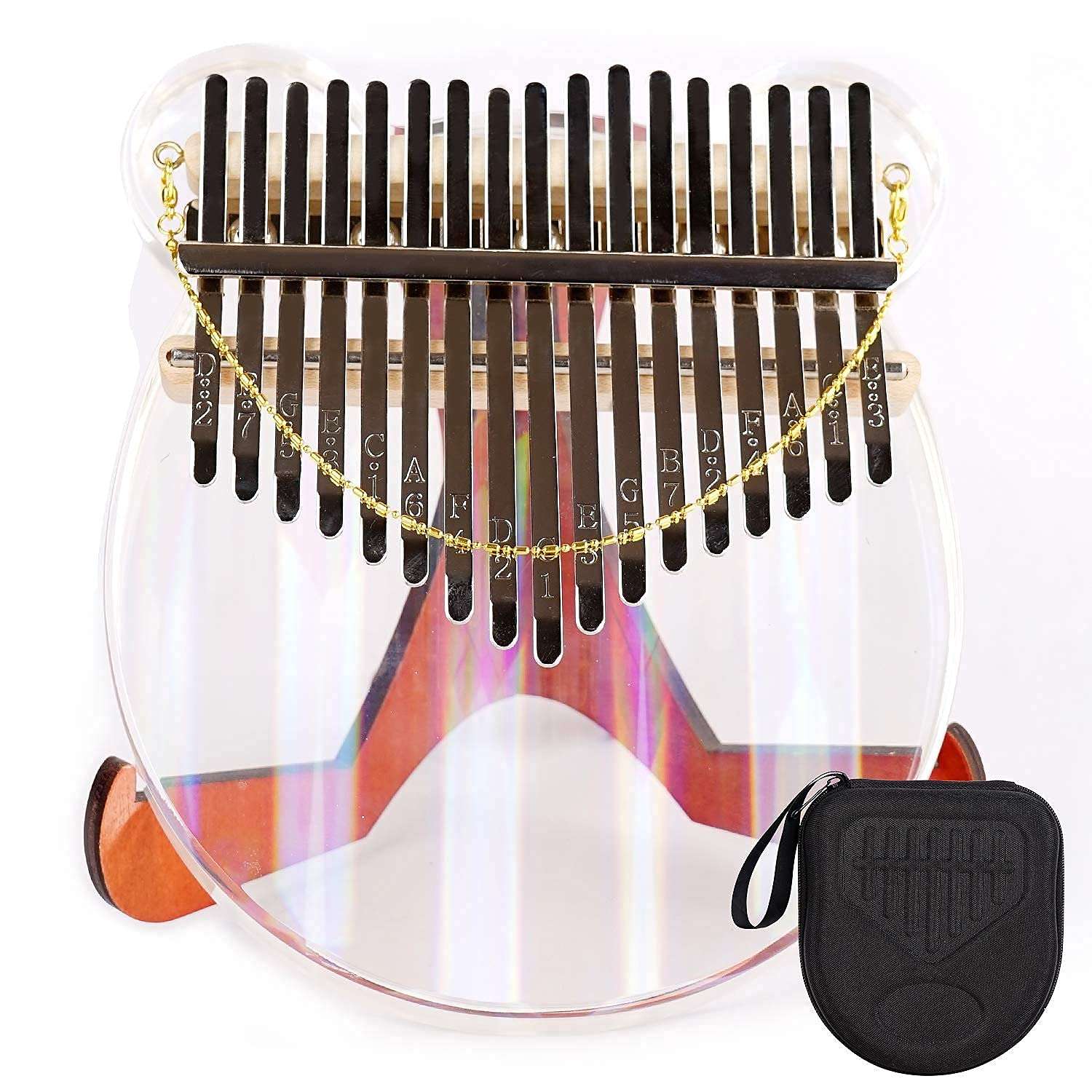 Verilux® Thumb Piano Crystal Kalimba Acrylic Mbira Finger Kalimba Musical Instrument Gifts for Kids Adult Beginners with Tuning Hammer, Study Instruction and Eva bag 3