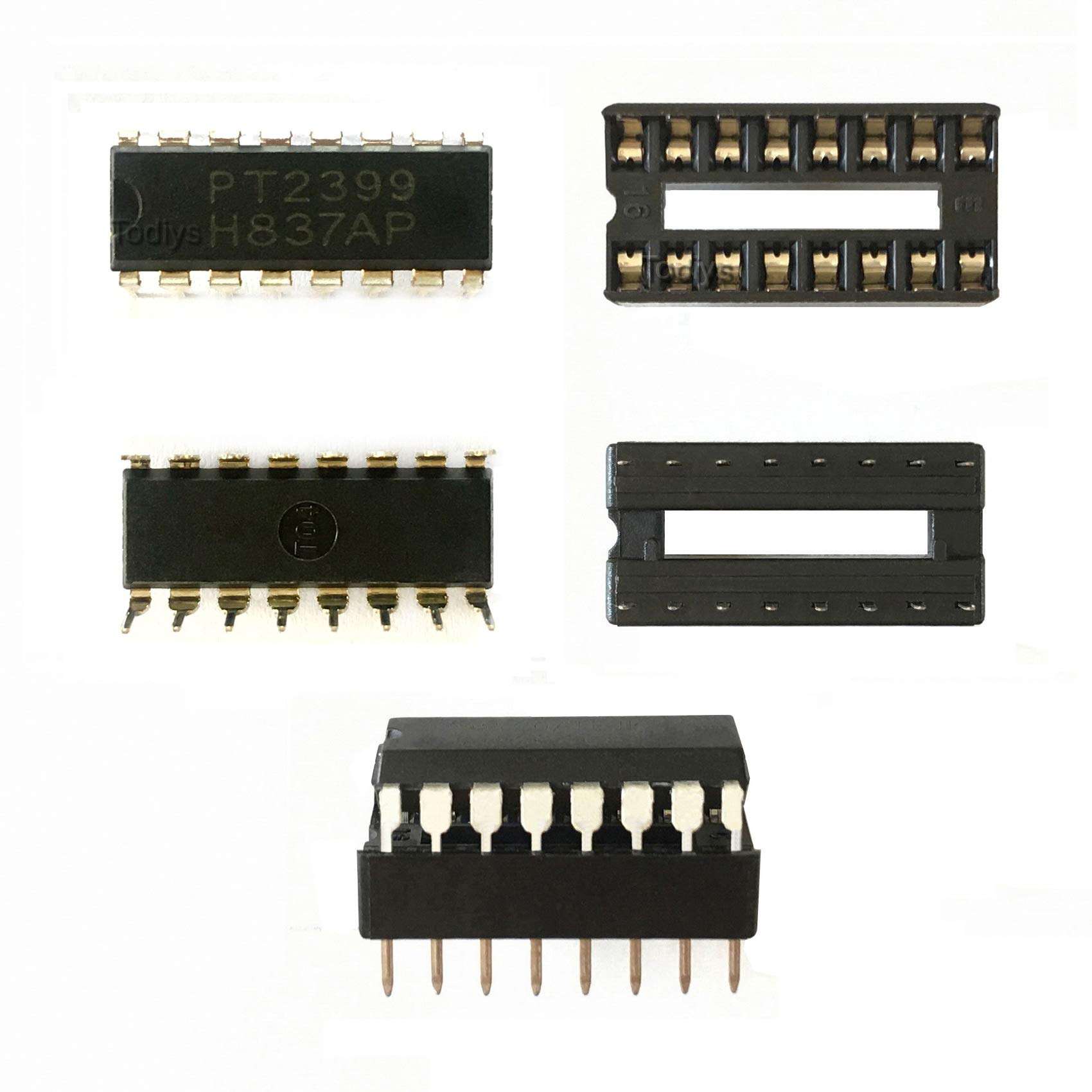 Todiys New 20Pairs for 20Pcs CD2399 PT2399 DIP-16 Echo Processor Audio Processo IC Chip + 20Pcs 16-Pin IC Sockets PT2399D