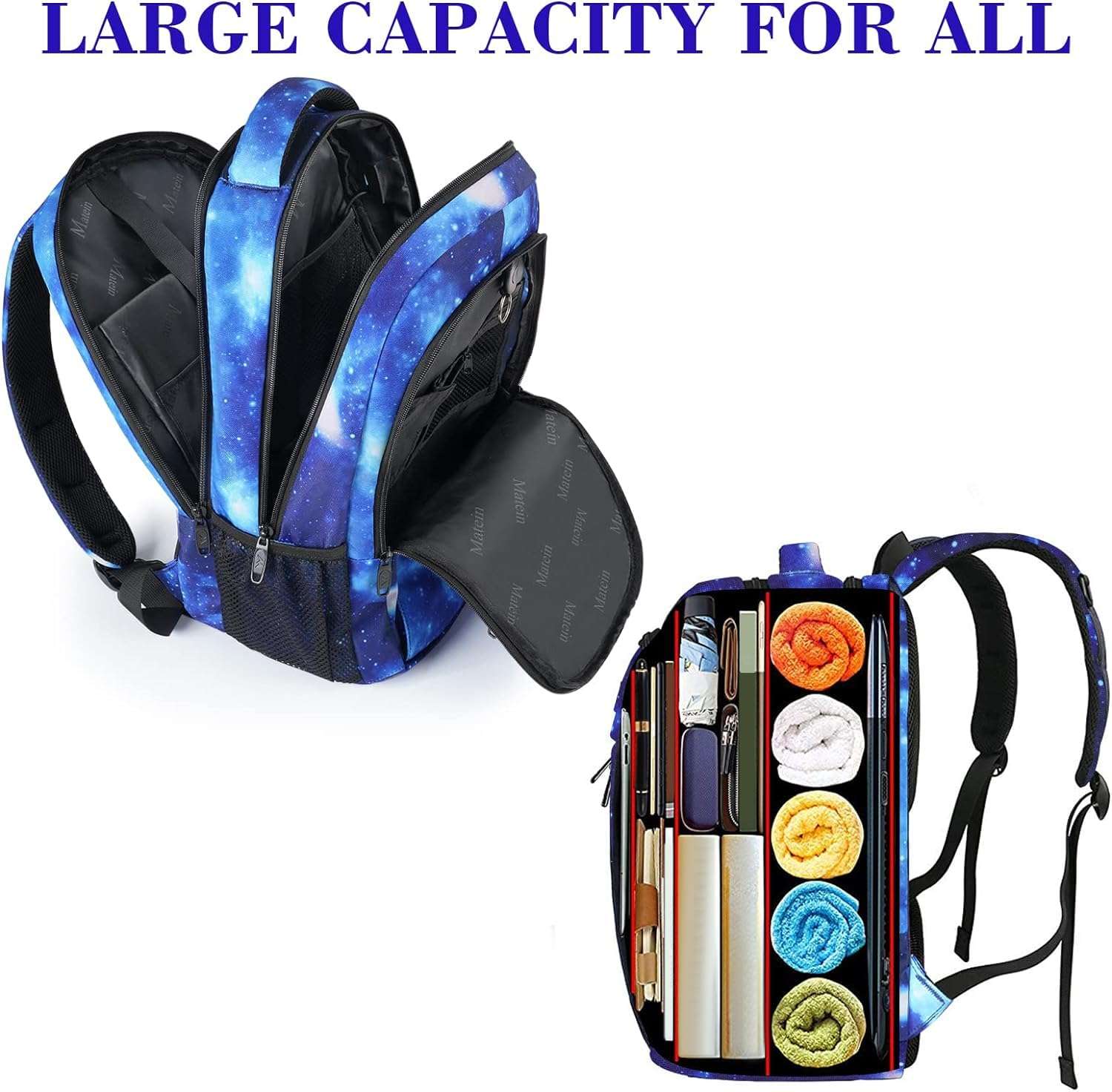 MATEIN School Backpack for Boys Girls, Anti Theft College School Laptop Bookbag for Students with USB Charging Port, Water Resistant Slim Travel Laptop Backpack Fits 15.6 In Computer Gifts for Men 6