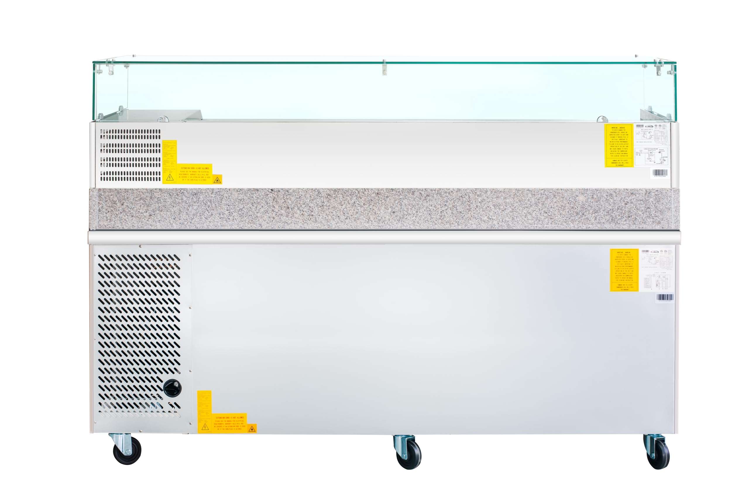 KoolMore KM-RPCPS-2D79-GRT 79 in. Three-Door Commercial Granite Top Pizza Prep Refrigerated Condiment Pan Holder in Stainless-Steel, Stainless Steel 6