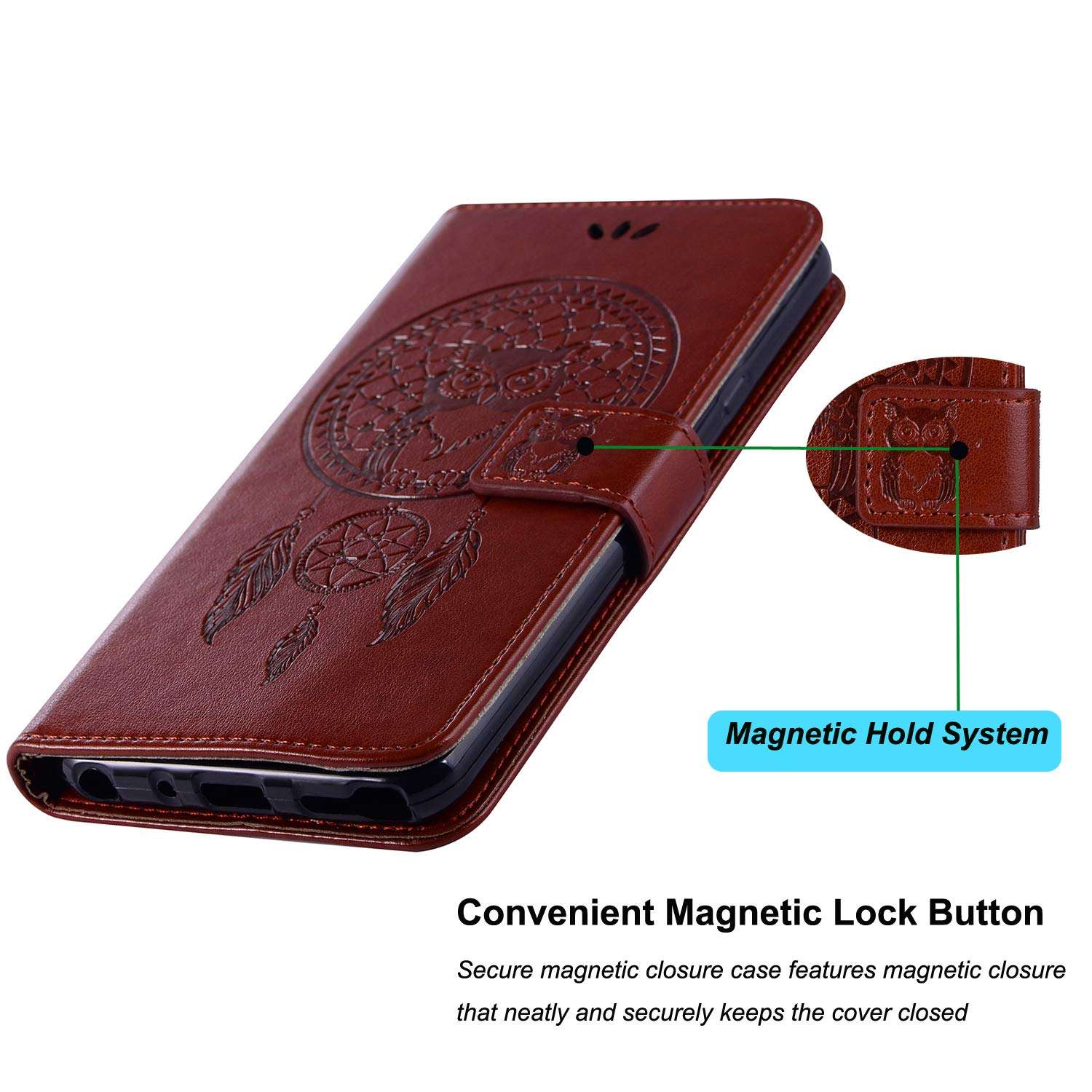 sidande for LG K40 Case, for LG K12 Plus Case, for LG X4 2019 Case, [Wrist Strap] Luxury PU Leather Wallet Flip Protective Phone Case Cover with Card Slots and Stand for LG K40 Phone (Brown) 4