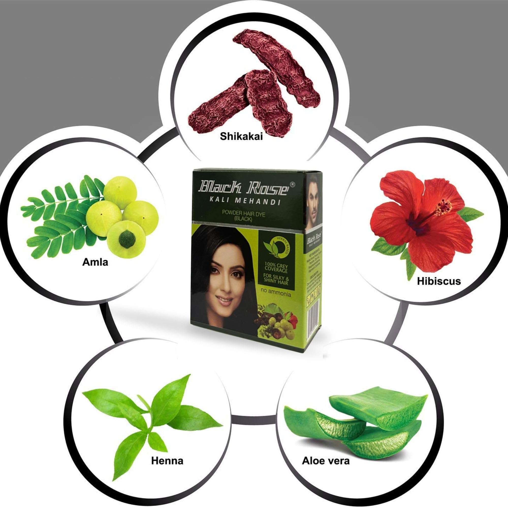 Black Rose Kali Mehandi | Herbal Black Henna Hair Color | 5sachets of 10gm each (50Gms) (Black, 5 Box) 3