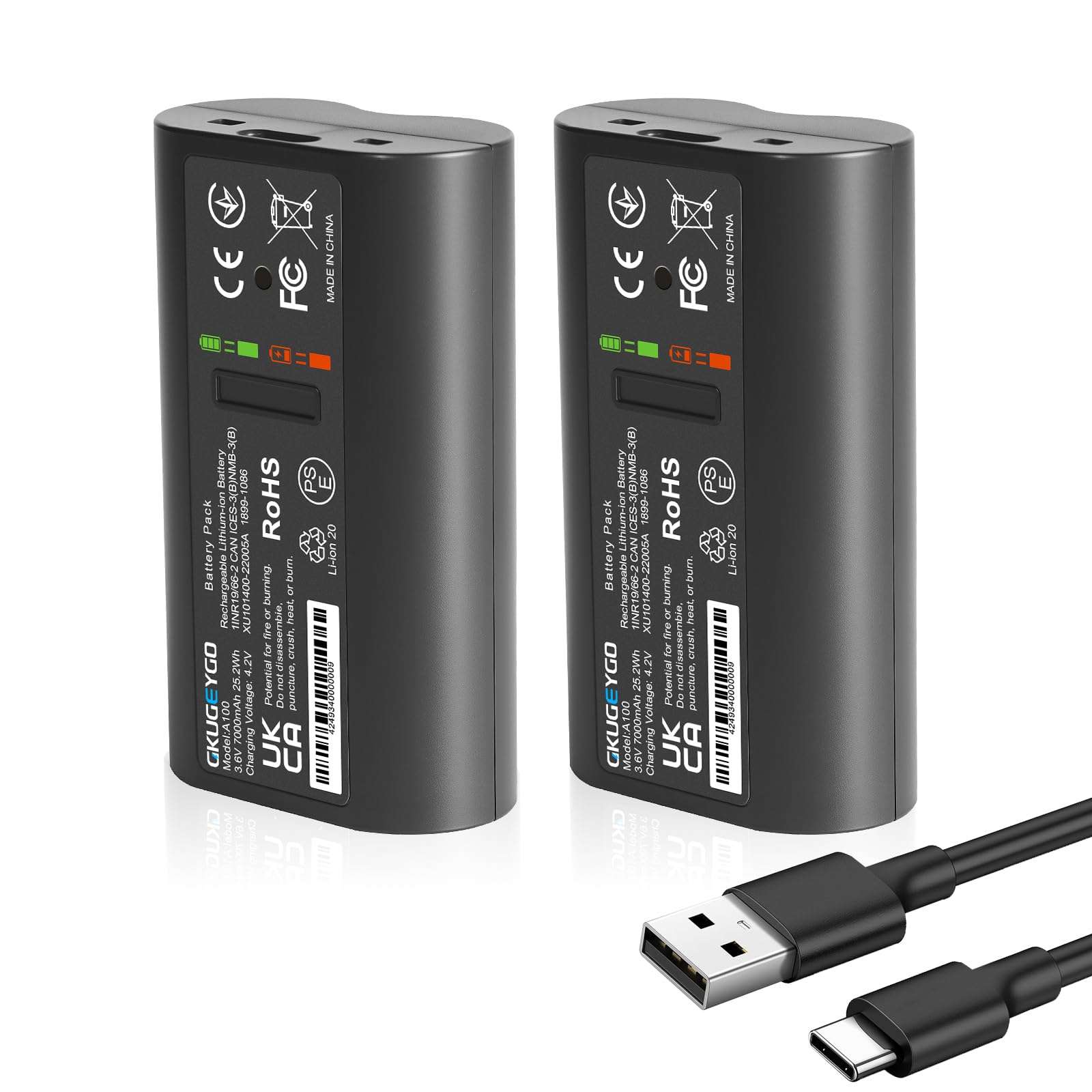 GKUGEYGO 2-Pack Rechargeable Battery for Tapo C400, C420, D230, Upgraded Replacement for TP-Link C400S2, C420S1, C420S2, D230S1, Compatible with Tapo A100 Security Camera Battery 1