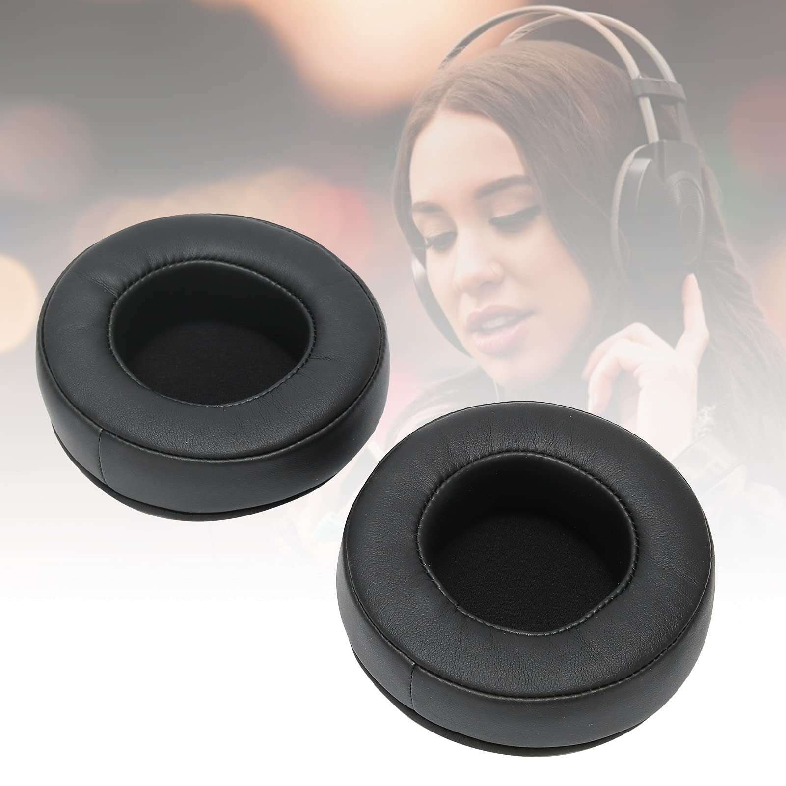 2Pcs 90mm Universal Headset Ear Cushion Replacement Parts, Reduce Noise, Sound, Easy Installation 4