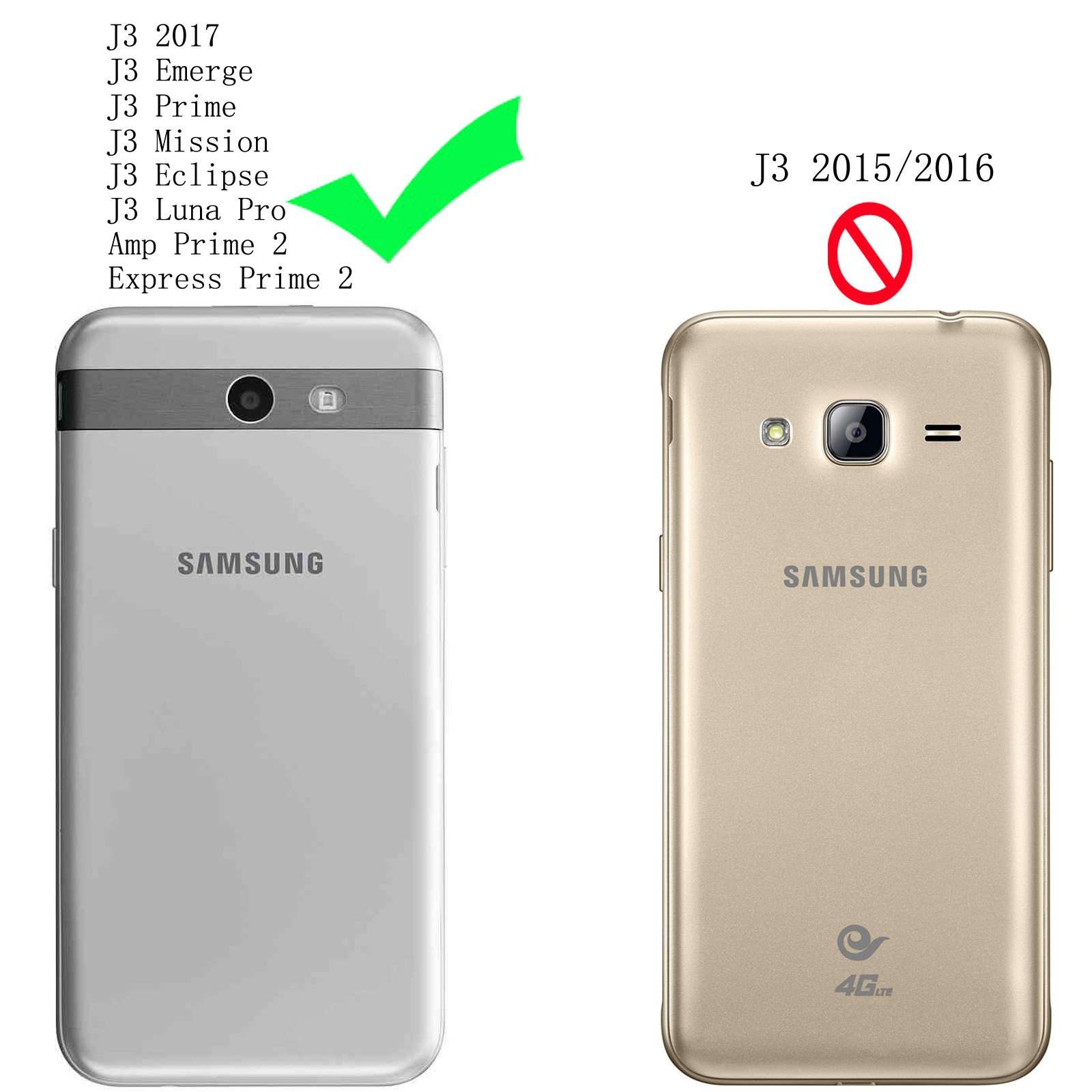 J3 Emerge / J3 Prime Case, for Samsung Galaxy J3 Mission / J3 Eclipse/Express Prime 2/ Amp Prime 2/ J3 Luna Pro Holster Clip, Tekcoo [TShell] [Gray] Locking Belt [Built-in Screen] Kickstand Cover 2