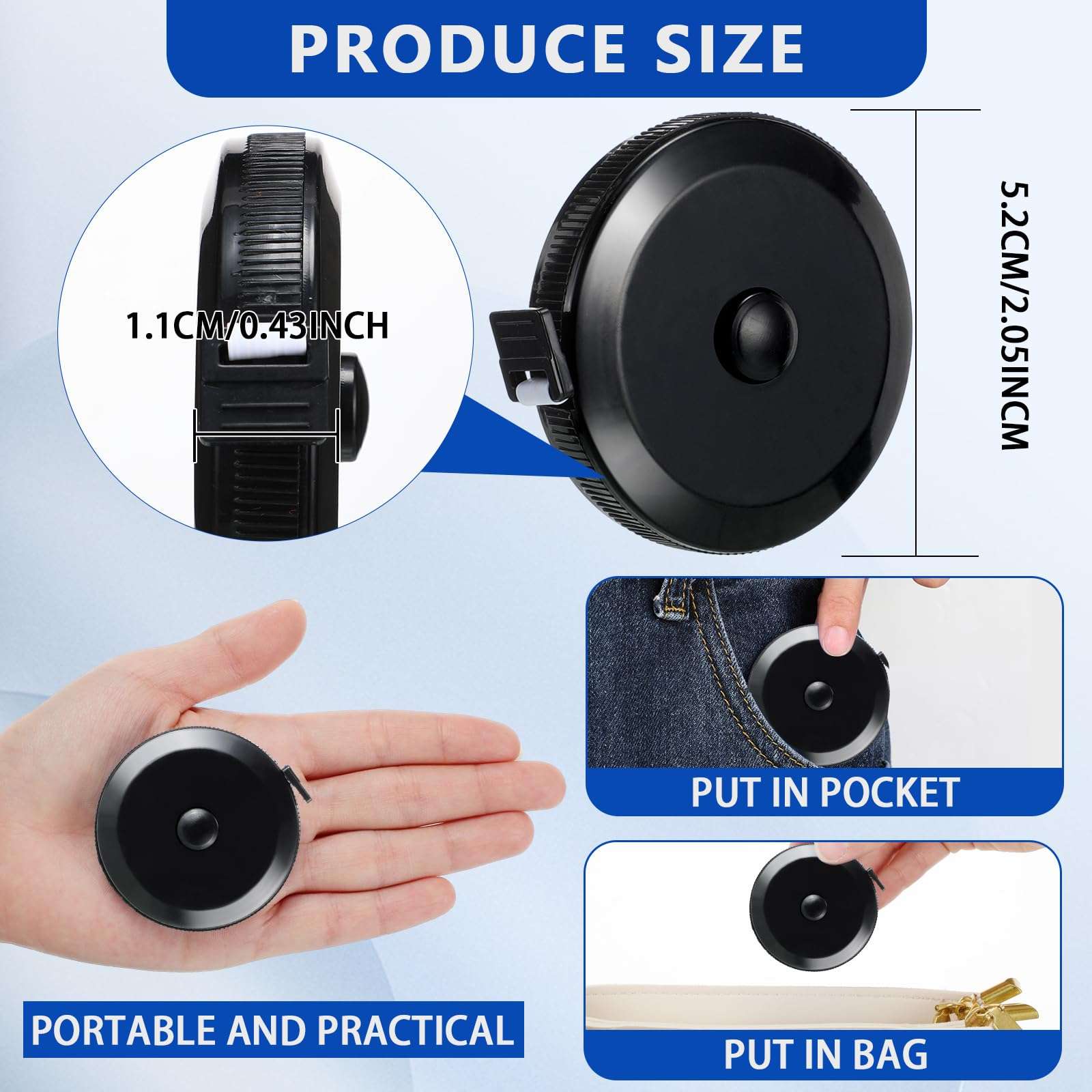 Kigeli 200 Pcs Tape Measure Bulk Sewing Tape Measure 60 Inch Retractable Measuring Tape for Body Fabric Sewing Tailor Cloth Knitting Craft Weight Loss Measurements Black Dual Sided Tape Measure 2