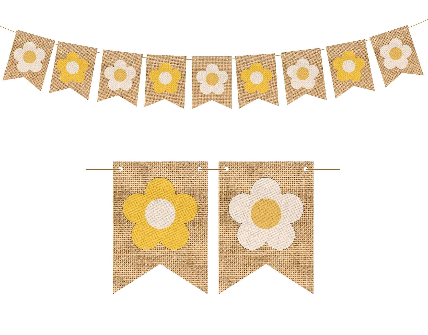 SVM CRAFT® Spring Theme Burlap Banner Flower Pattern Spring Hanging Bunting Banner Hanging Garland for Spring Party Decor 1