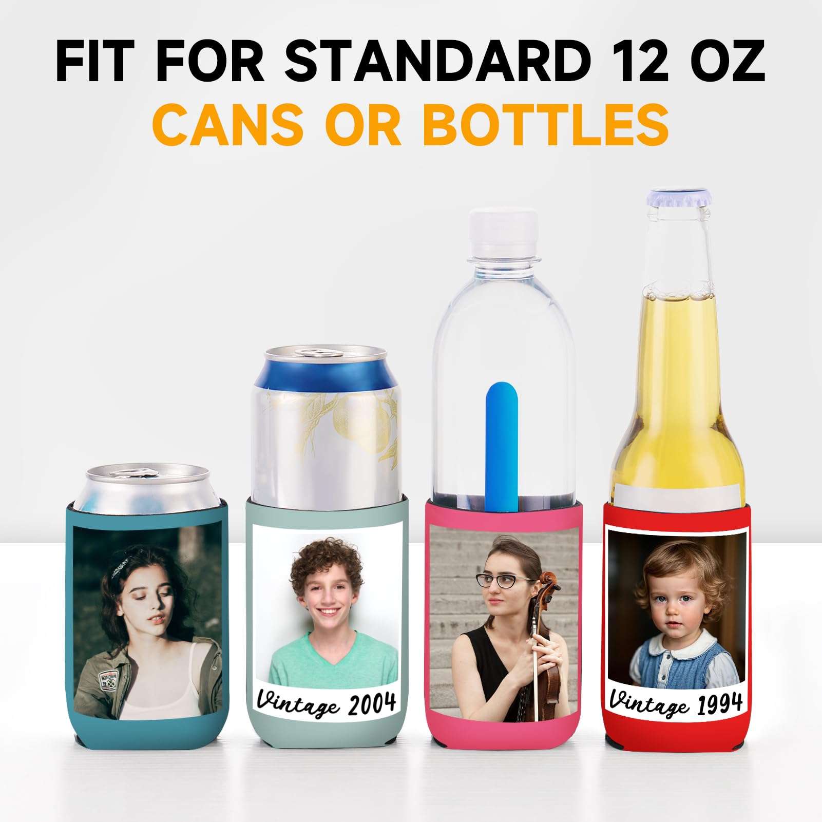 100Pcs Custom Can Cooler Sleeves Bulk for Beer Soda Cans & Bottles, Personalized Neoprene Drink Holder With Photo Text Logo for Birthday, Weddings, Parties, Anniversary Decorations 6